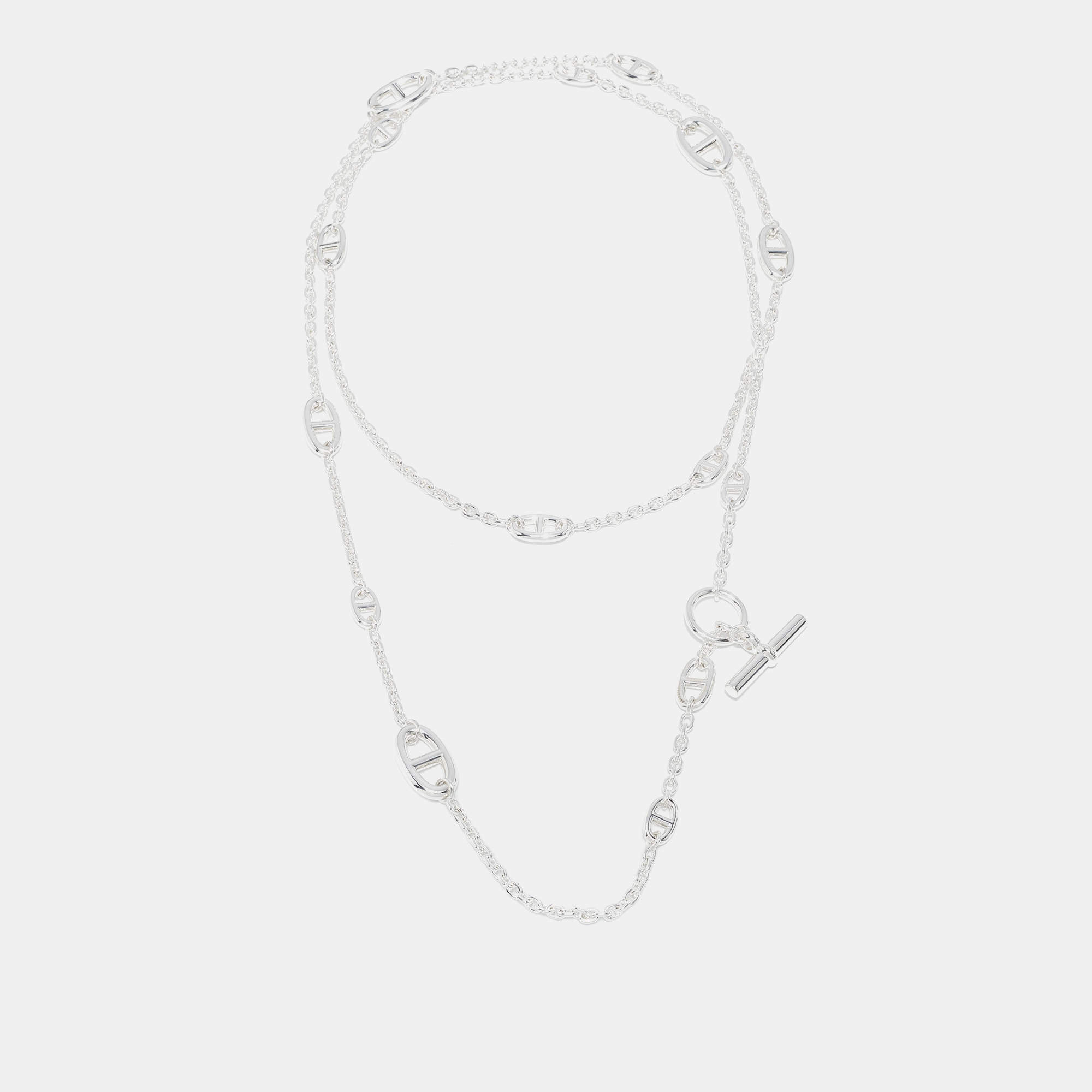 Pre Owned Hermès Sterling Silver Farandole Toggle Long Necklace