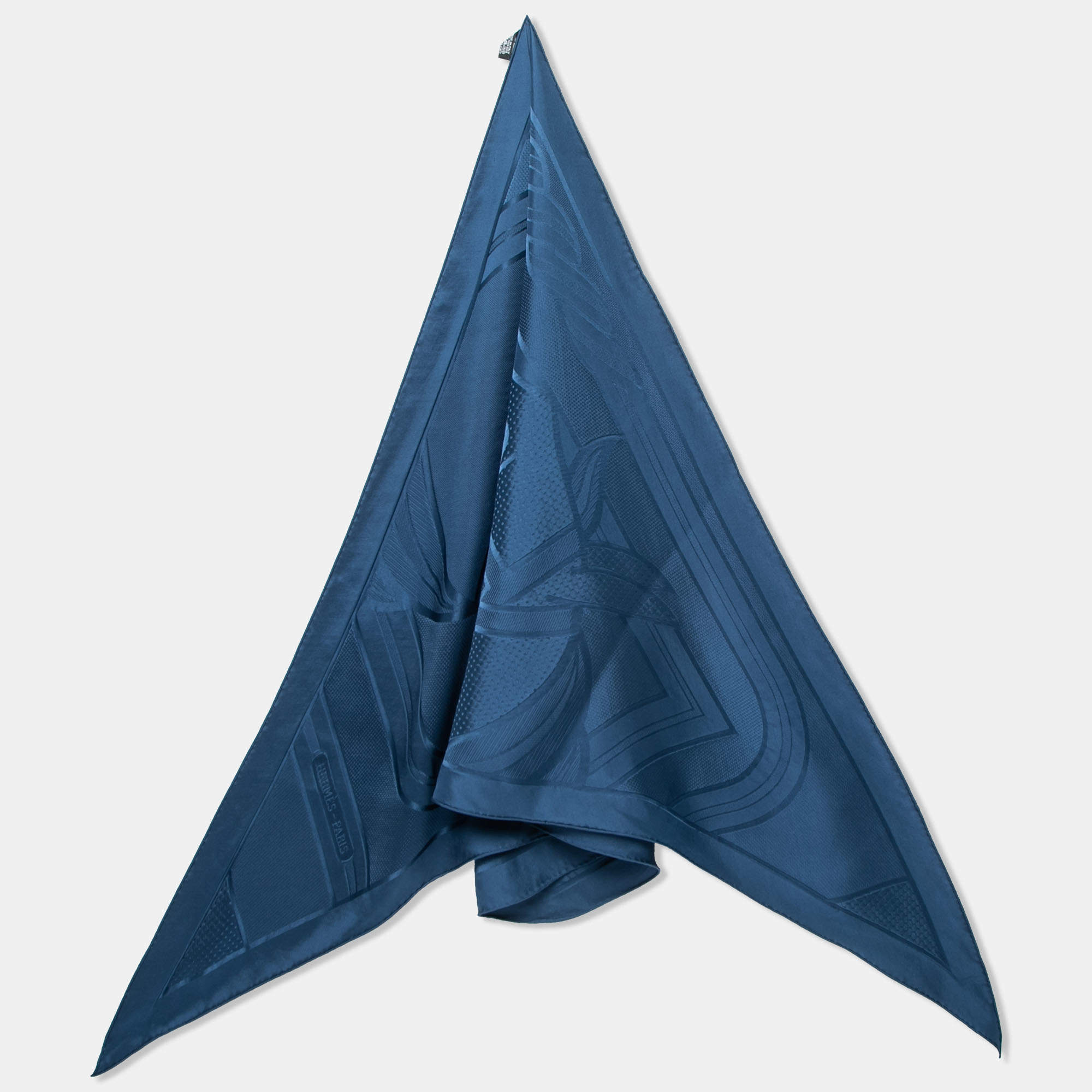 Pre Owned Hermès Midnight Blue Quadrige Silk Jacquard Losange Scarf