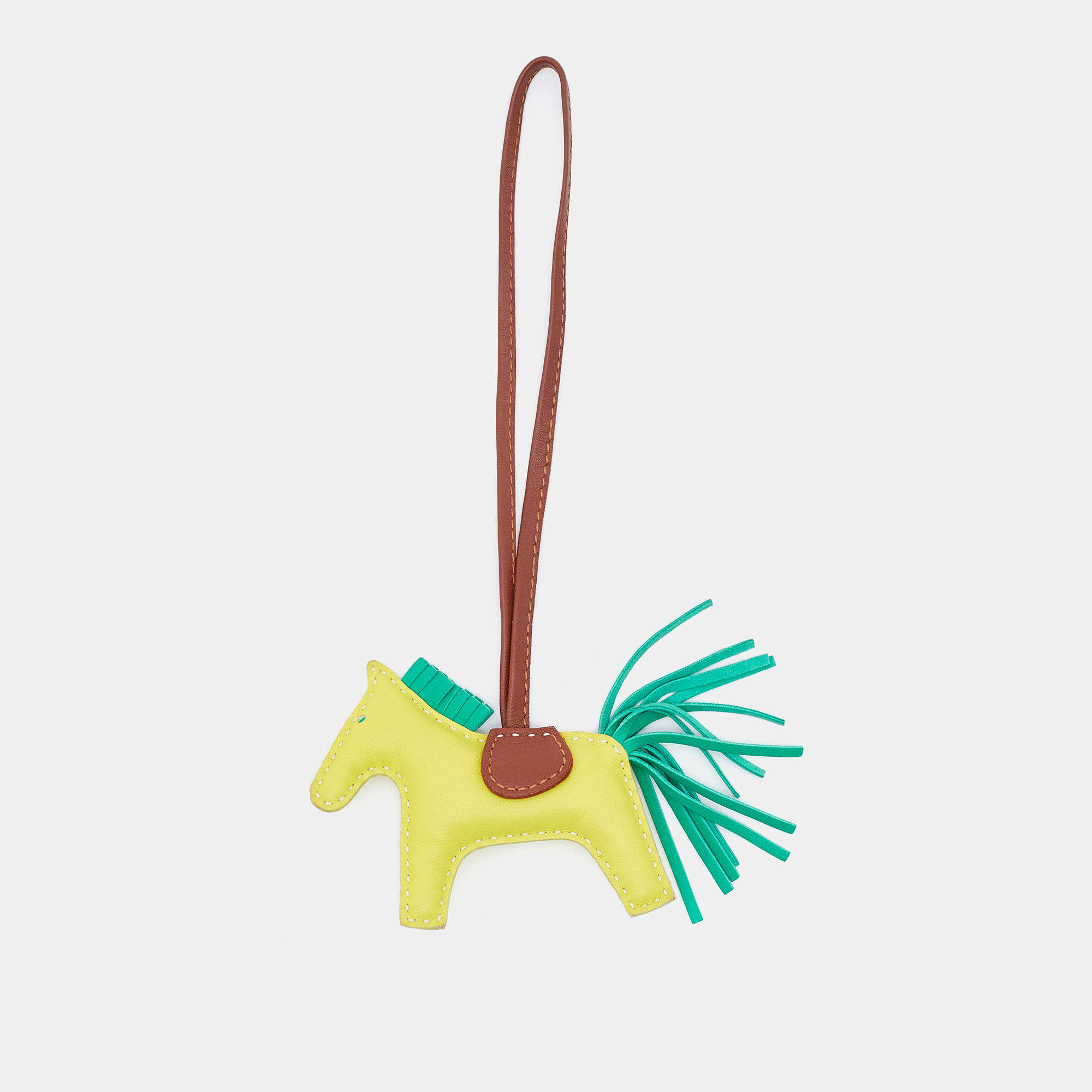 Hermes Lime Menthe Fauve Rodeo Leather Charm PM - Chicjoy