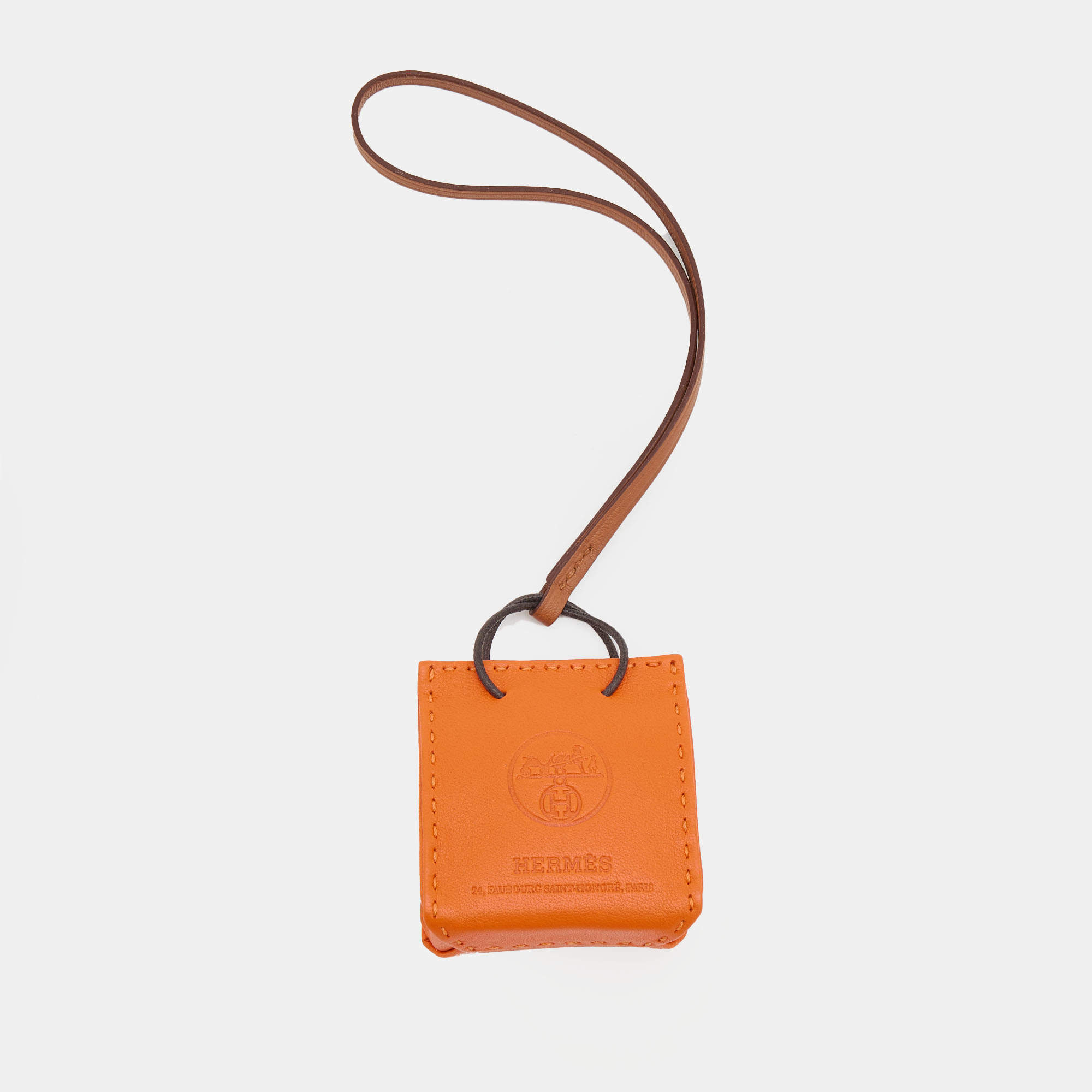 Pre Owned Hermes Orange Milo Lambskin & Swift Leather Bag Charm