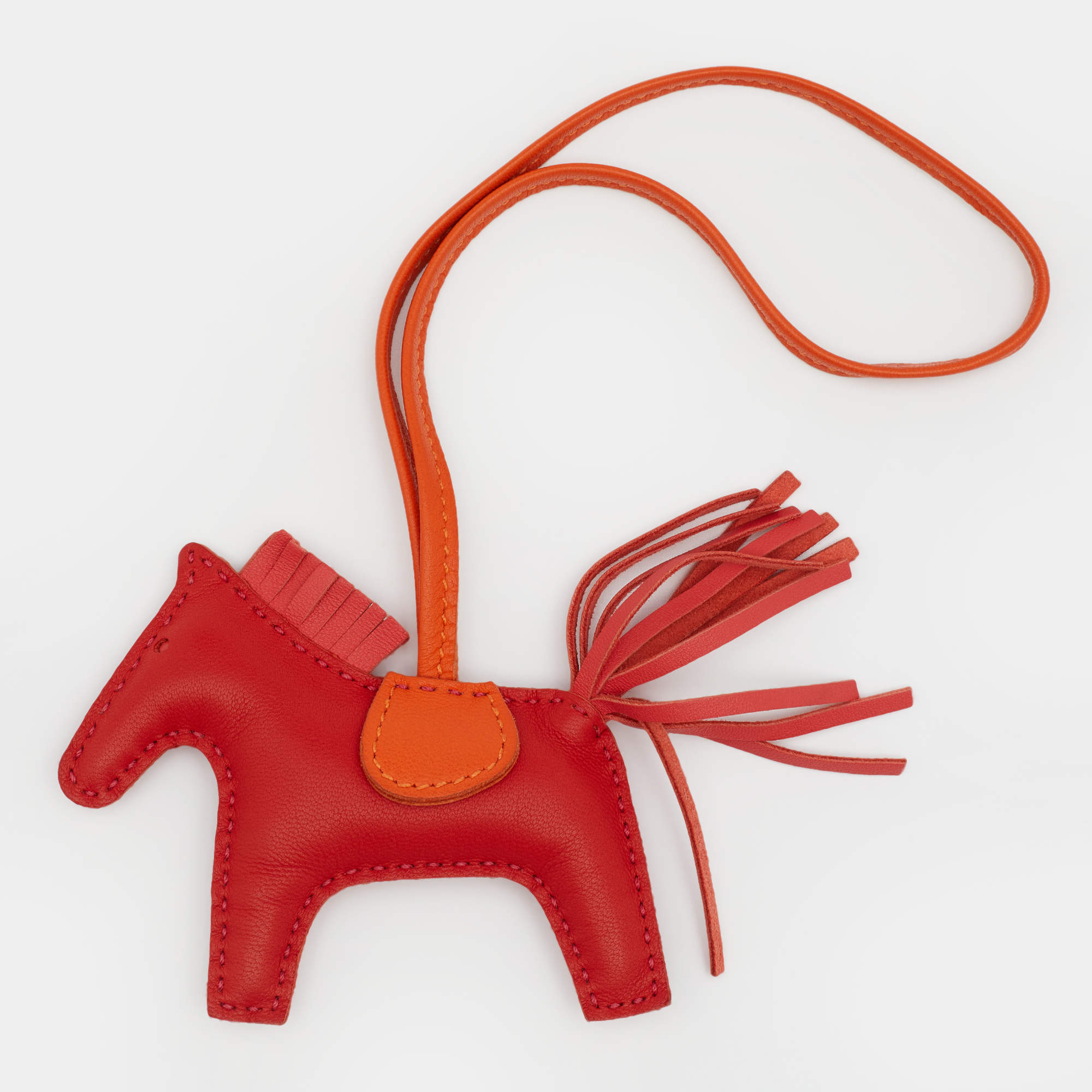 Pre Owned Hermes Red/Orange Rodeo Bag Charm PM