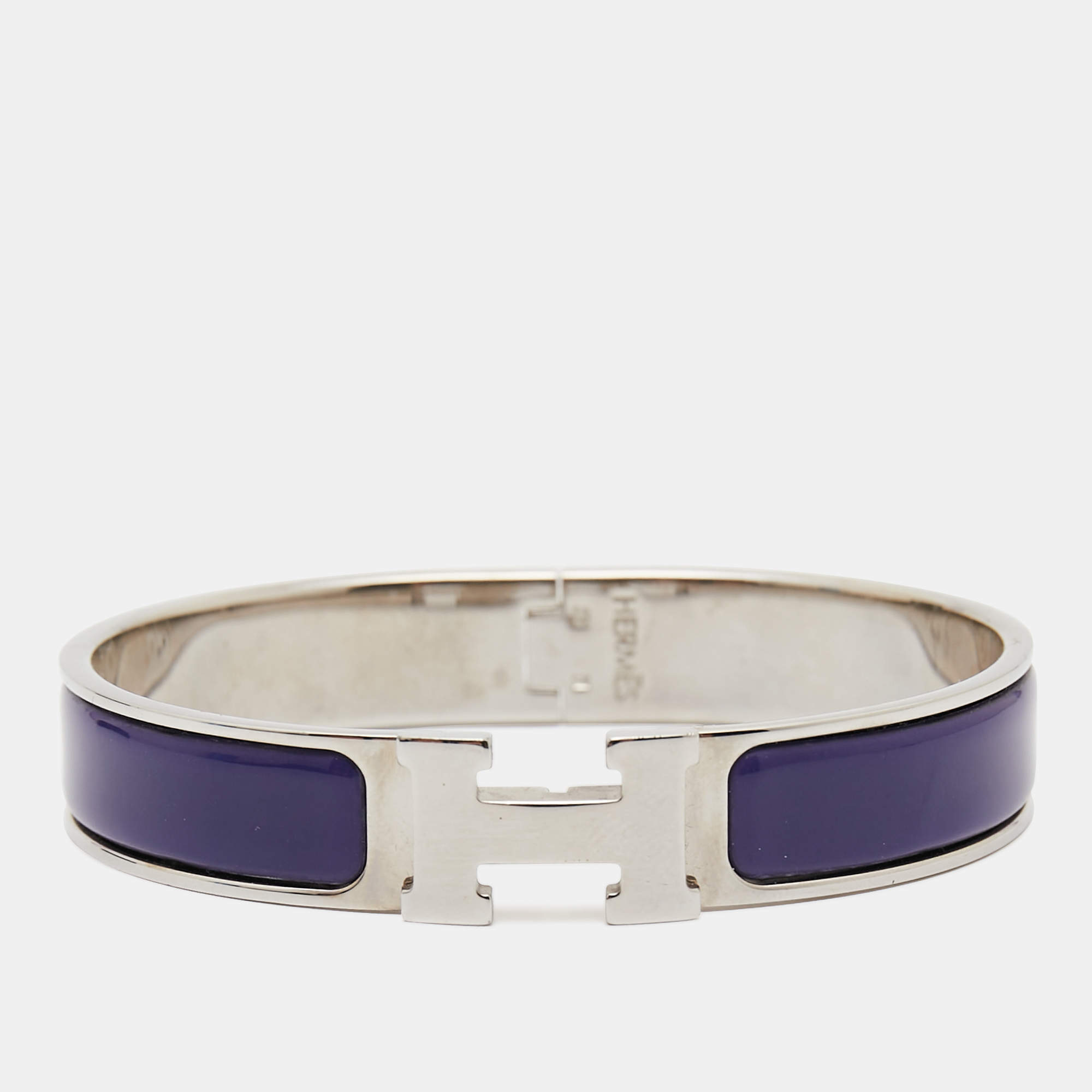 Hermes Clic H Purple Enamel Palladium Plated Bracelet 