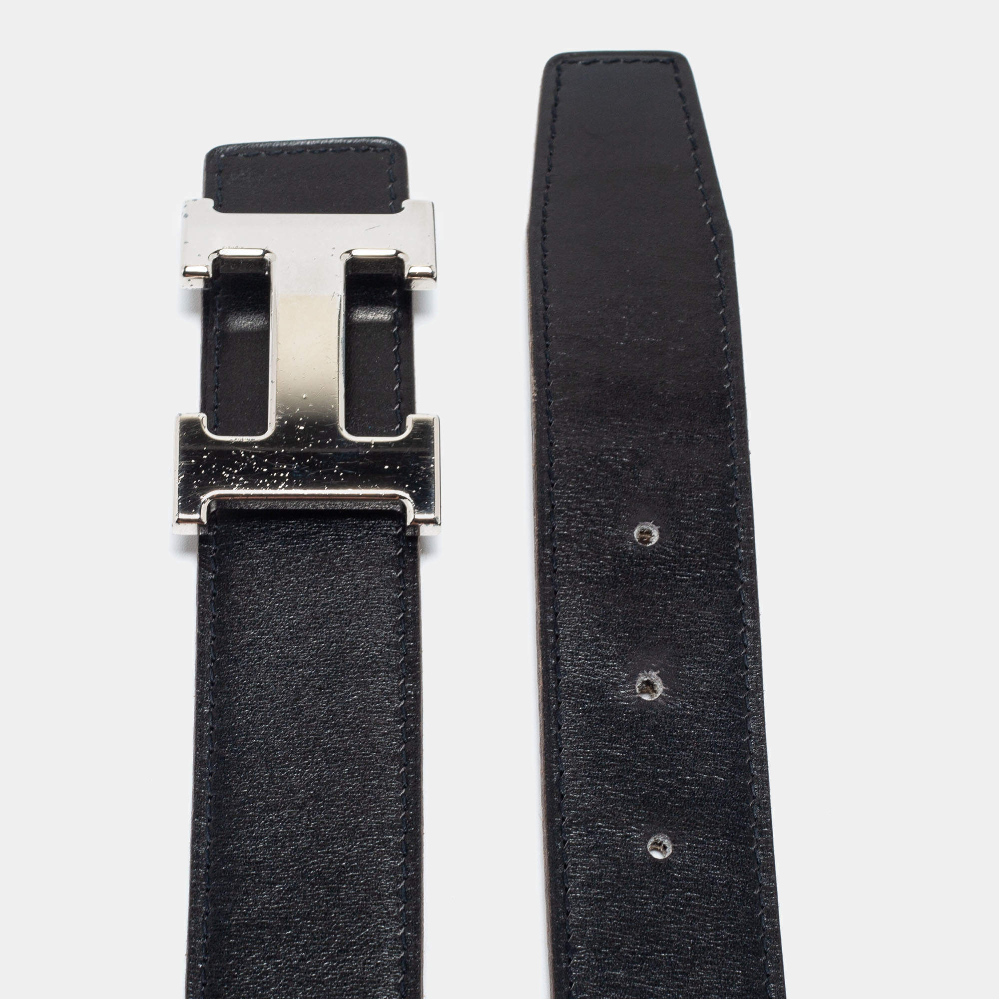 Hermès Reversible Black Box/Barenia Belt Strap - Size 72