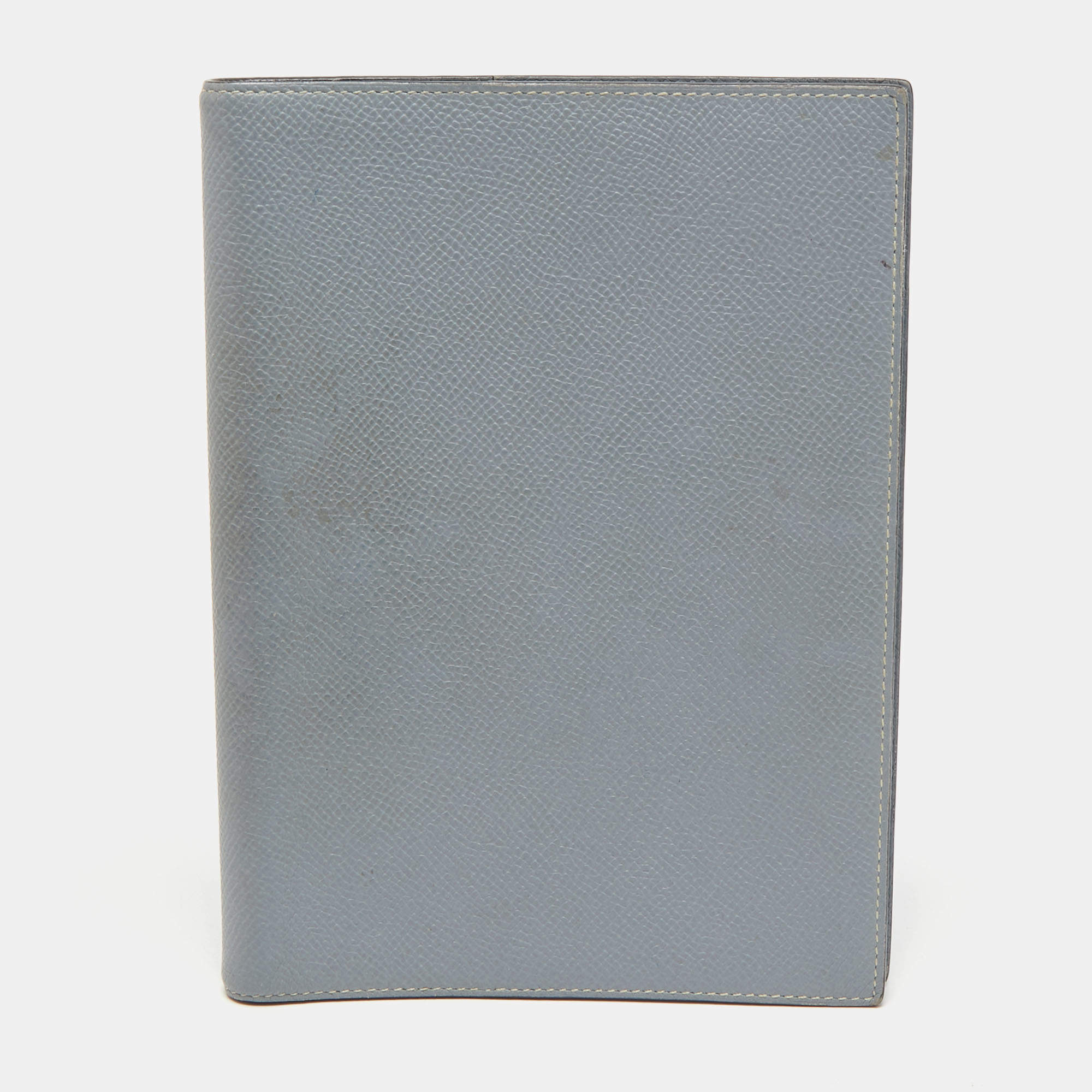 Hermes Bleu Lin Epsom Leather Globe Trotter Agenda Cover