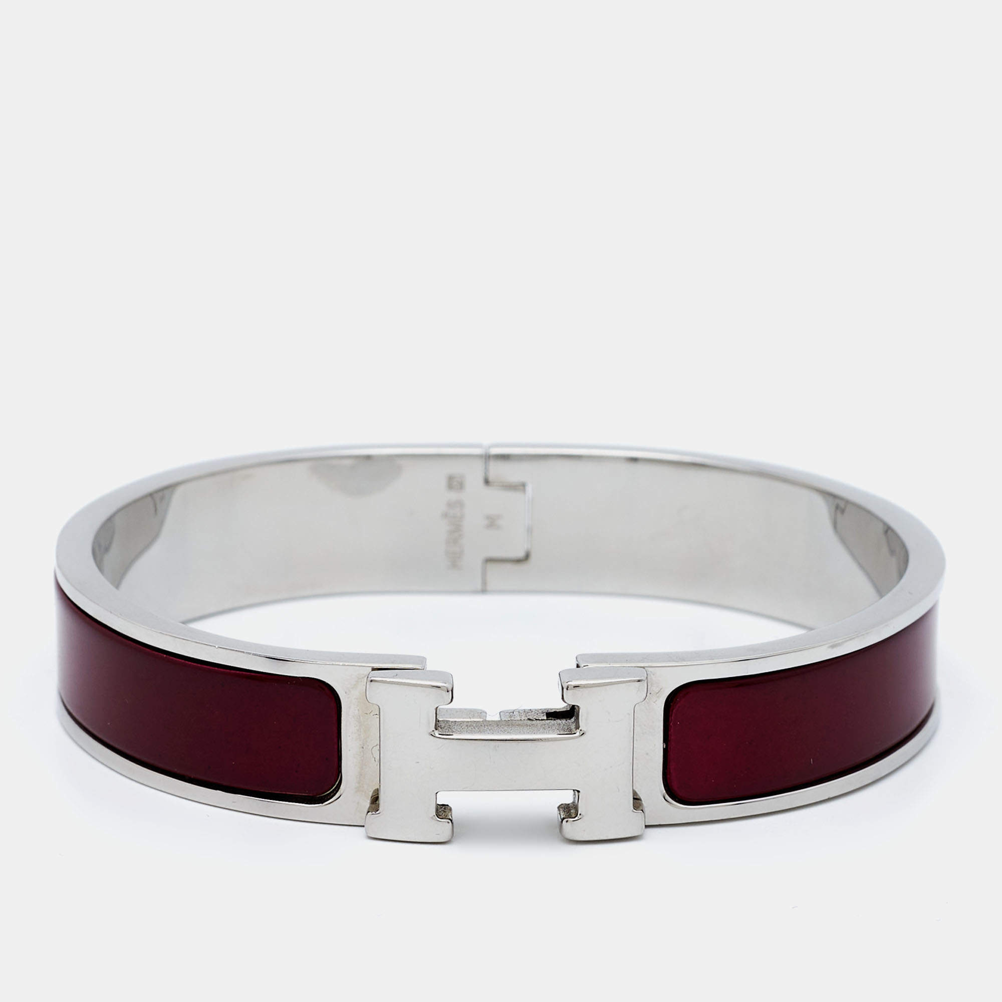 Hermes Clic H Brown Enamel Palladium Plated Bracelet