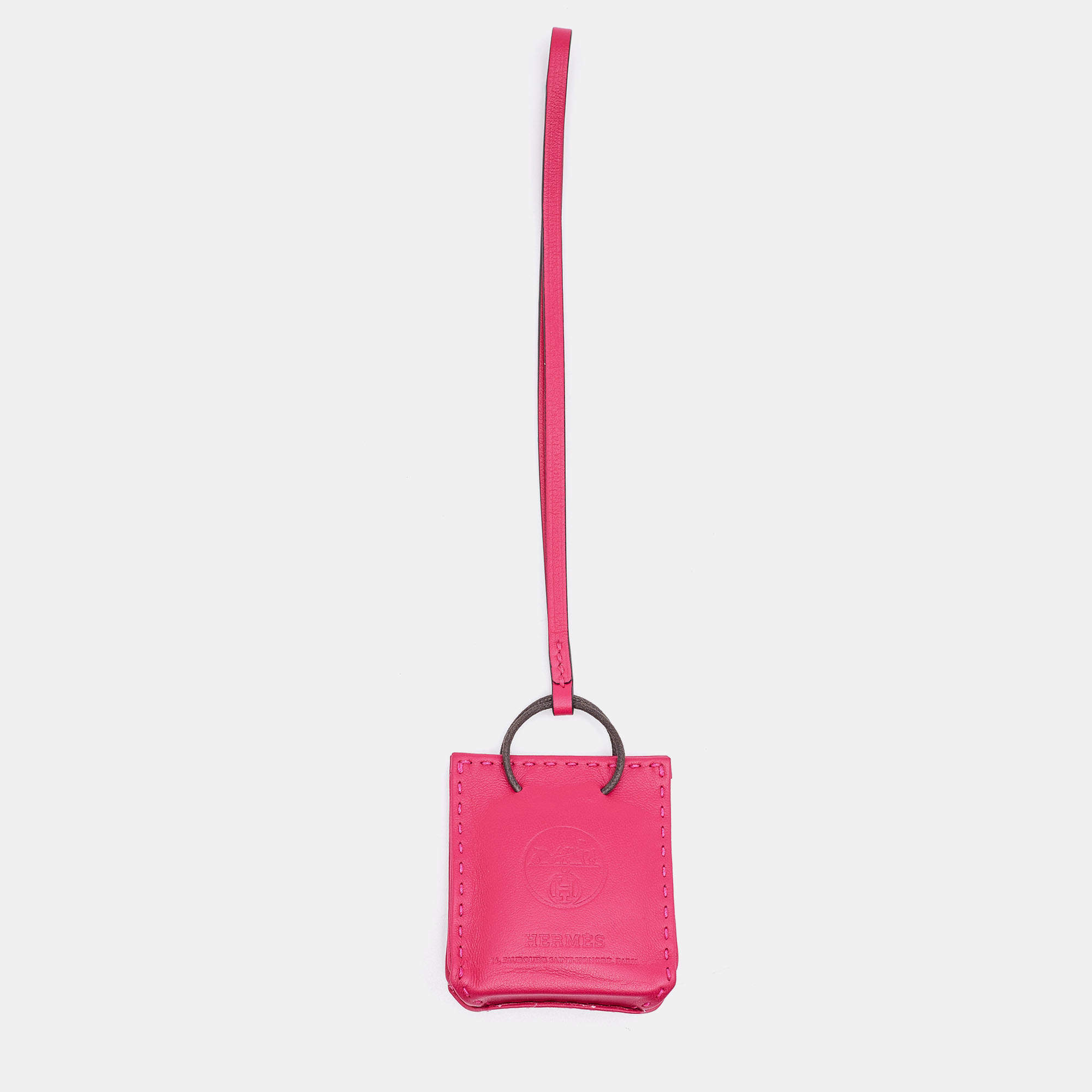 Hermes Rose Mexico Lambskin and Swift Leather Milo Bag Charm