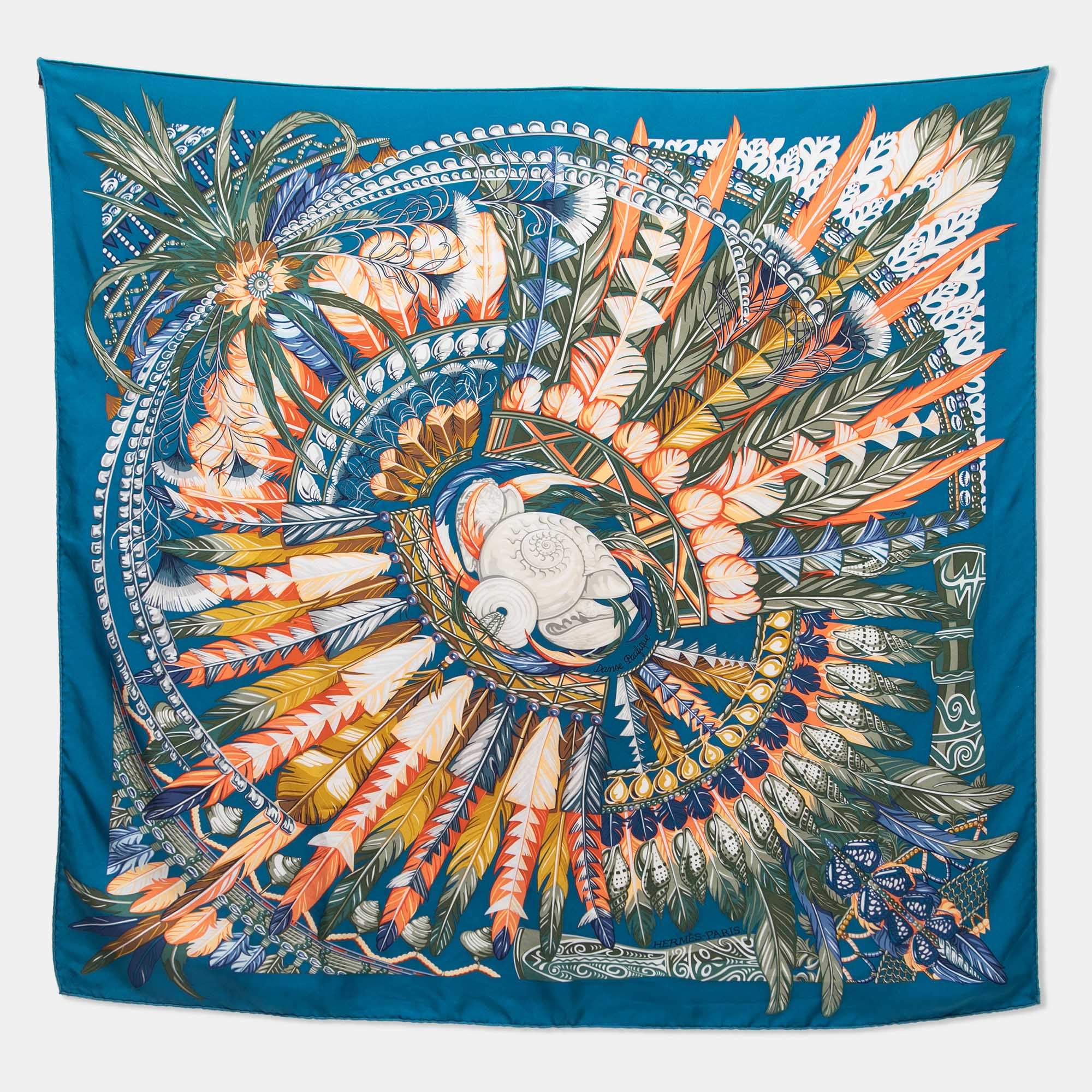 Hermes Bleu Canard Danse Pacifique Silk Scarf Hermes | The Luxury Closet