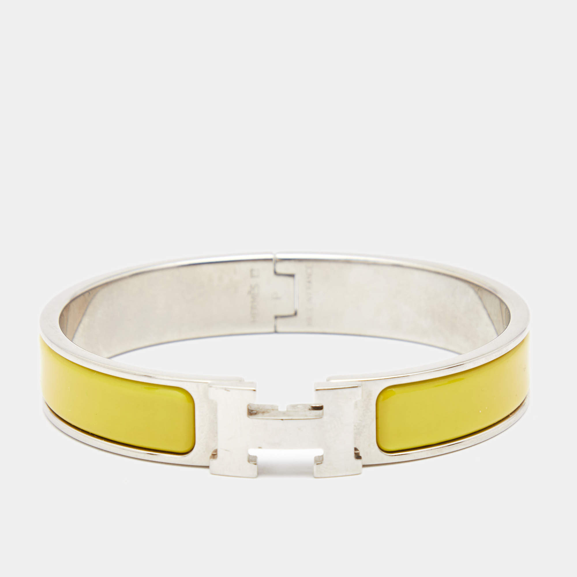 Hermes Clic H Yellow Enamel Palladium Plated Narrow Bracelet 