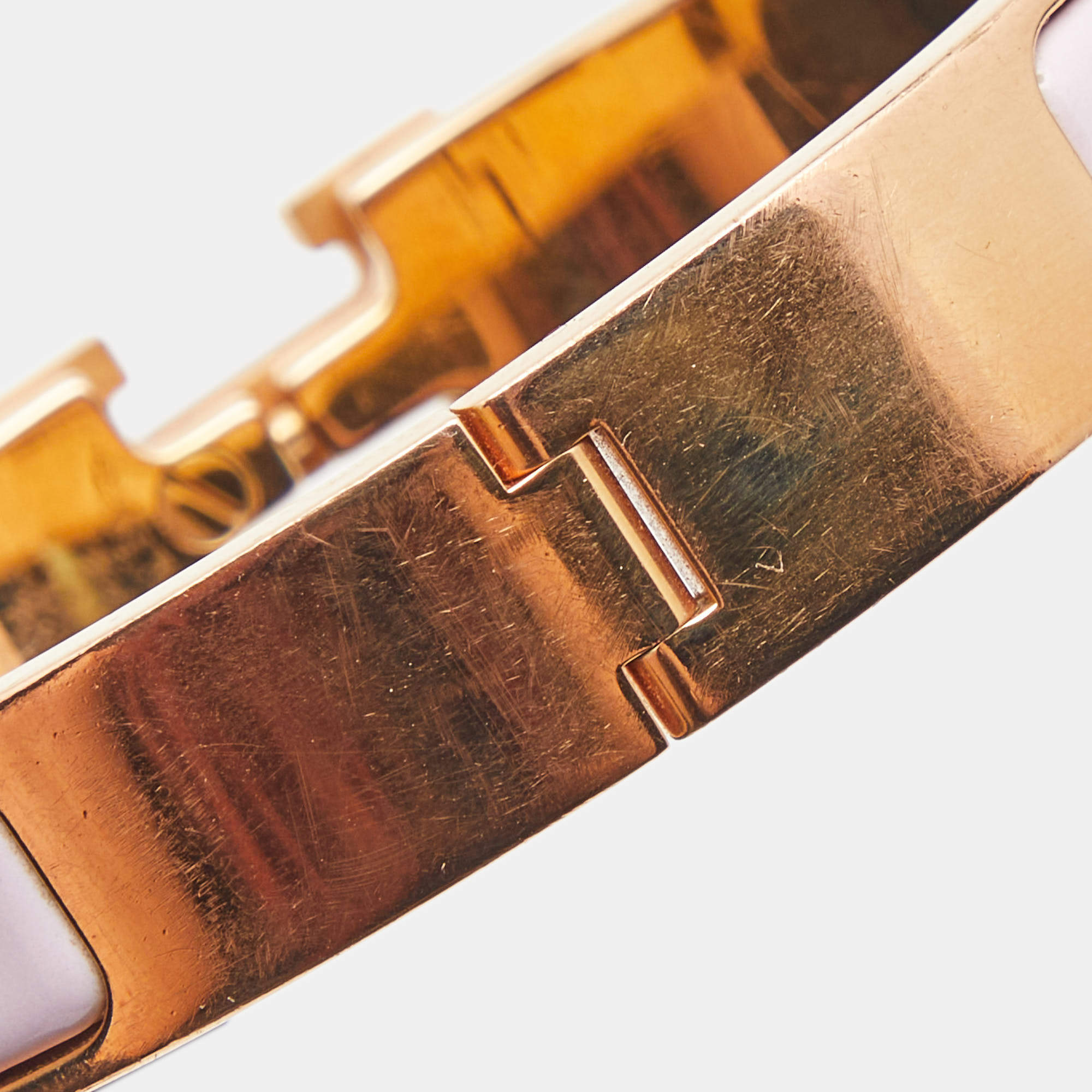 Hermès Gold-plated & Orange Enamel Narrow Clic-clac H Bracelet
