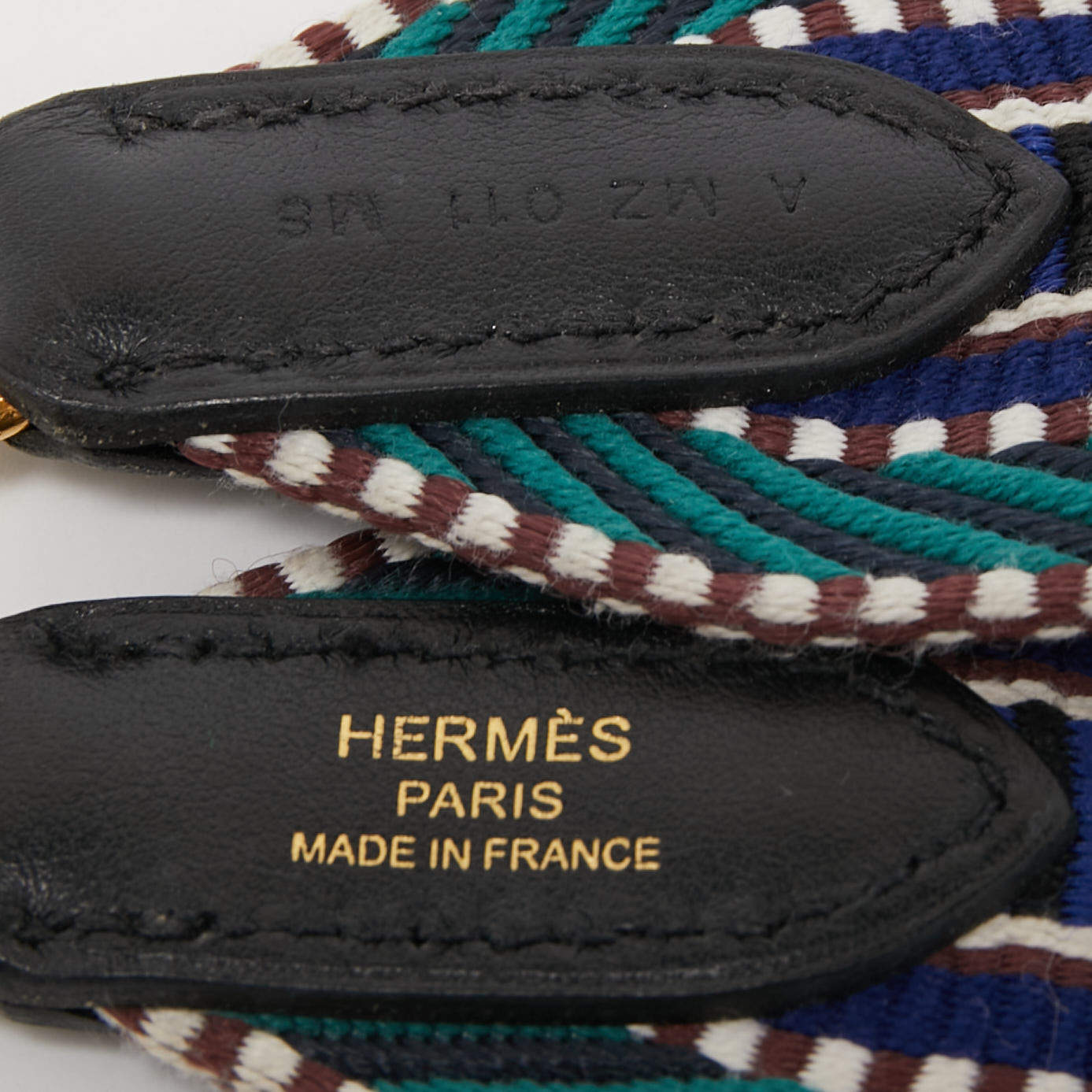 Hermes Malachite/Bleu Electrique/Black Toile and Swift Leather Cavale 50MM Bag  Strap Hermes