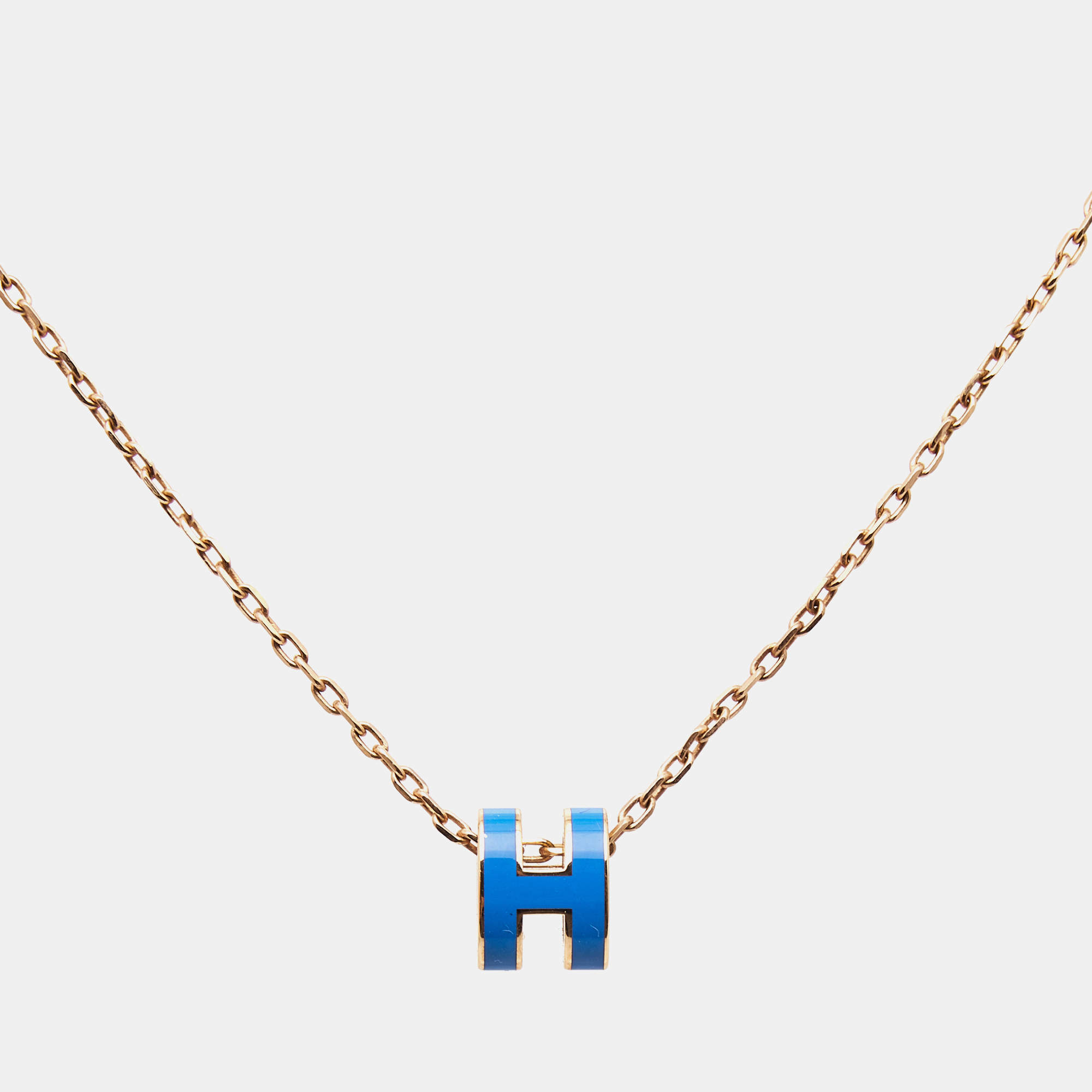 Hermes Pop H Enamel Gold Plated Necklace