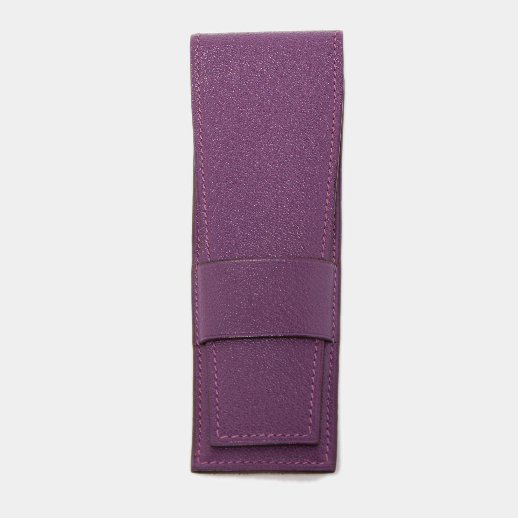 Pre Owned Hermes Anemone Chevre Leather Hugo Pen Case