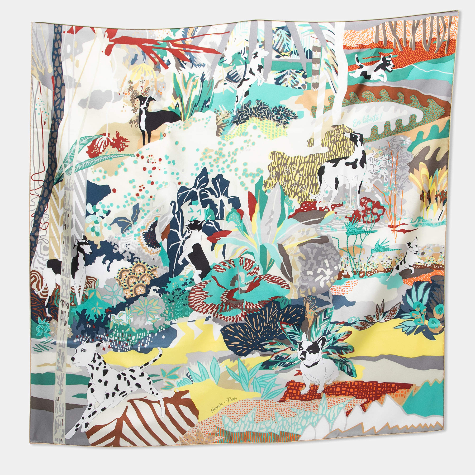 Hermès Multicolor En Liberte Printed Silk Scarf Sarf