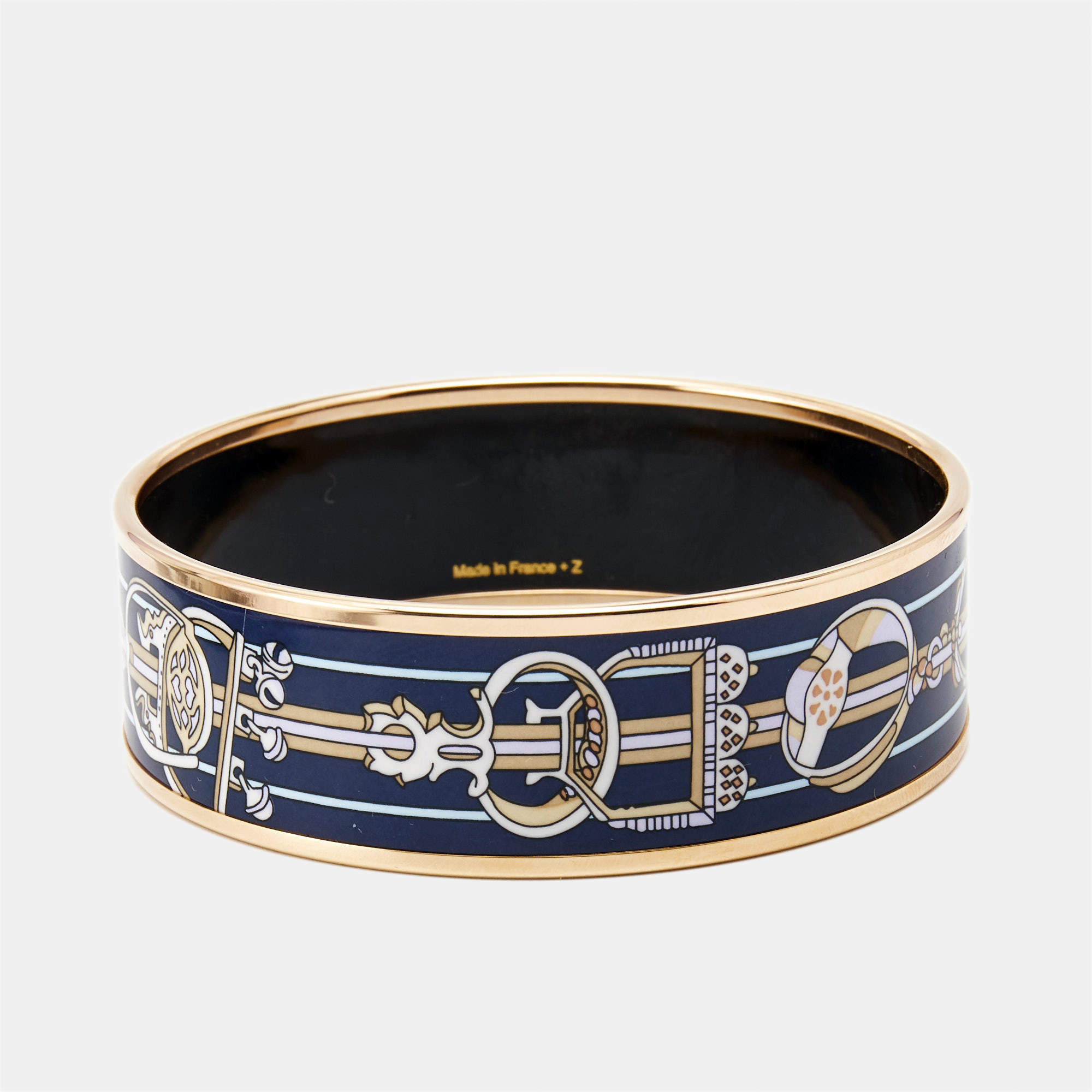 Pre Owned Hermès Enamel Gold Plated Bangle Bracelet