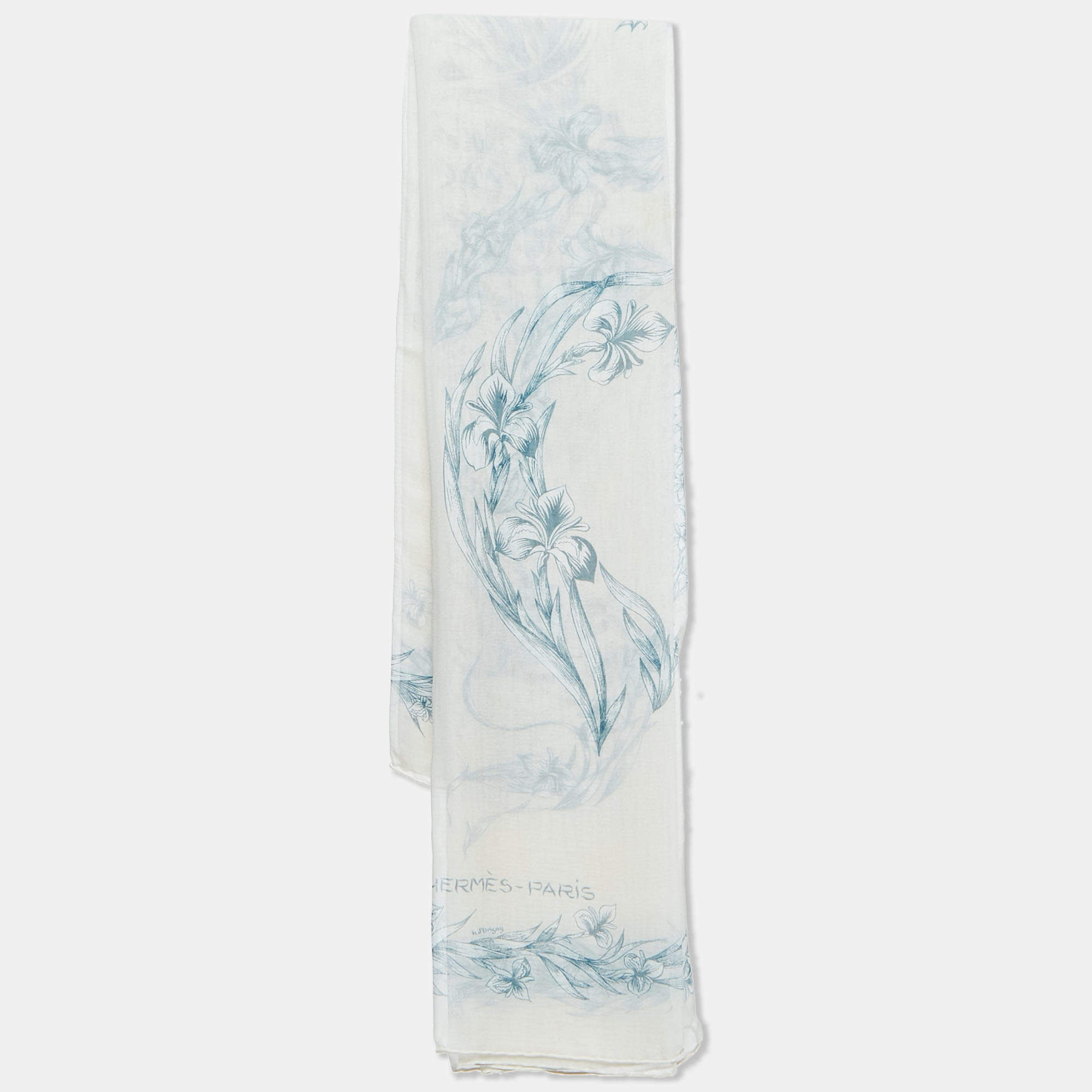 Hermès Off-White Printed Silk Square Scarf