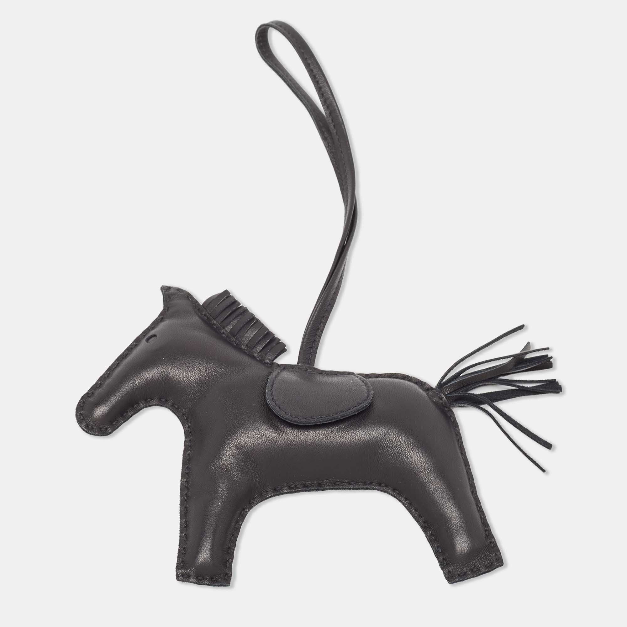 Hermes So Black Milo Leather GriGri Rodeo Bag Charm GM