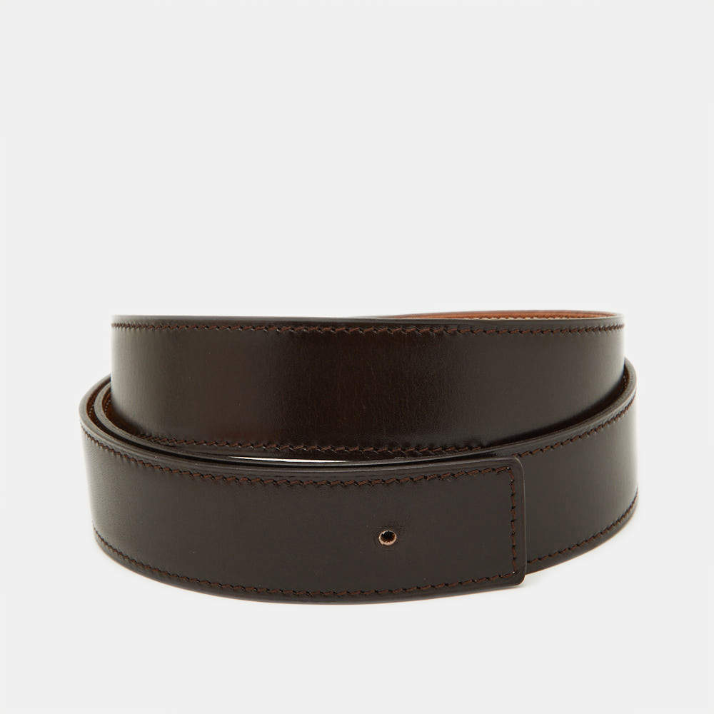 Hermes Gold/Chocolat Box and Togo Leather Reversible Belt Strap 105CM