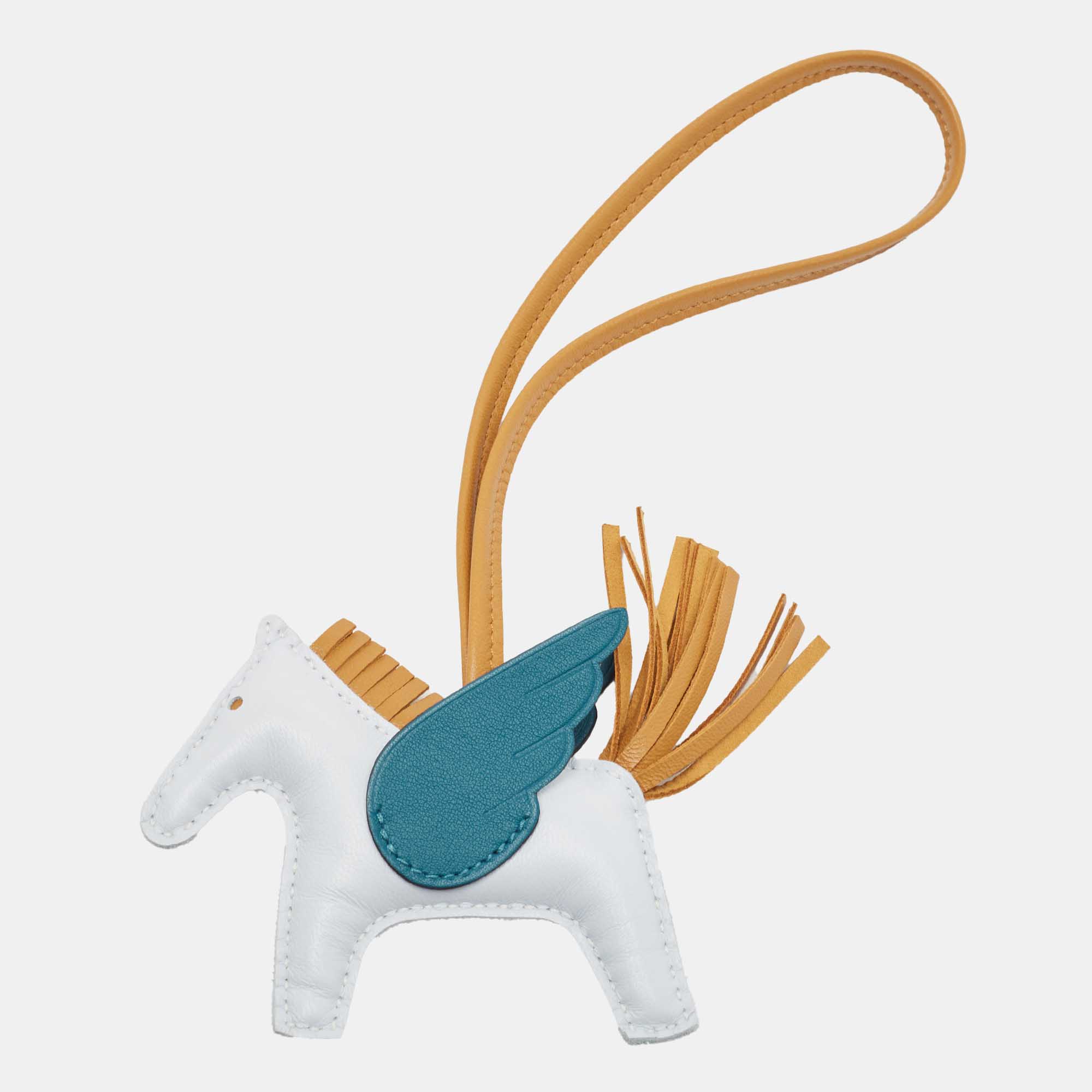 Hermes Bleu Brume/Sesame/Vert Bosphore Milo Leather GriGri Rodeo Pegase Bag Charm PM