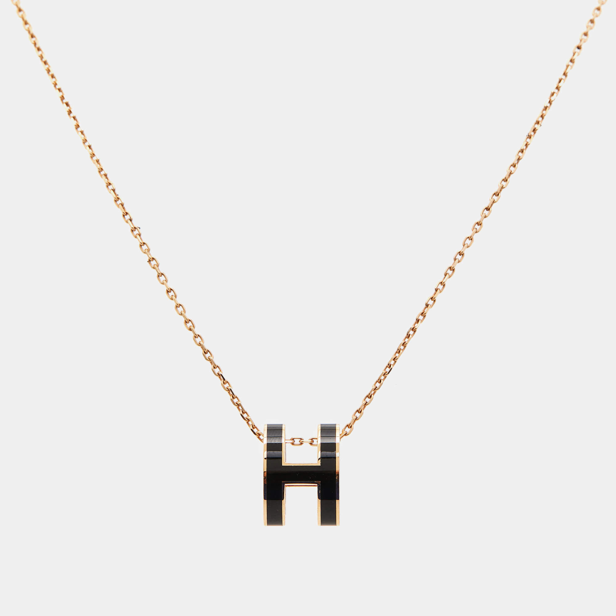 Hermès  Pop H Enamel Gold Plated Pendant Necklace