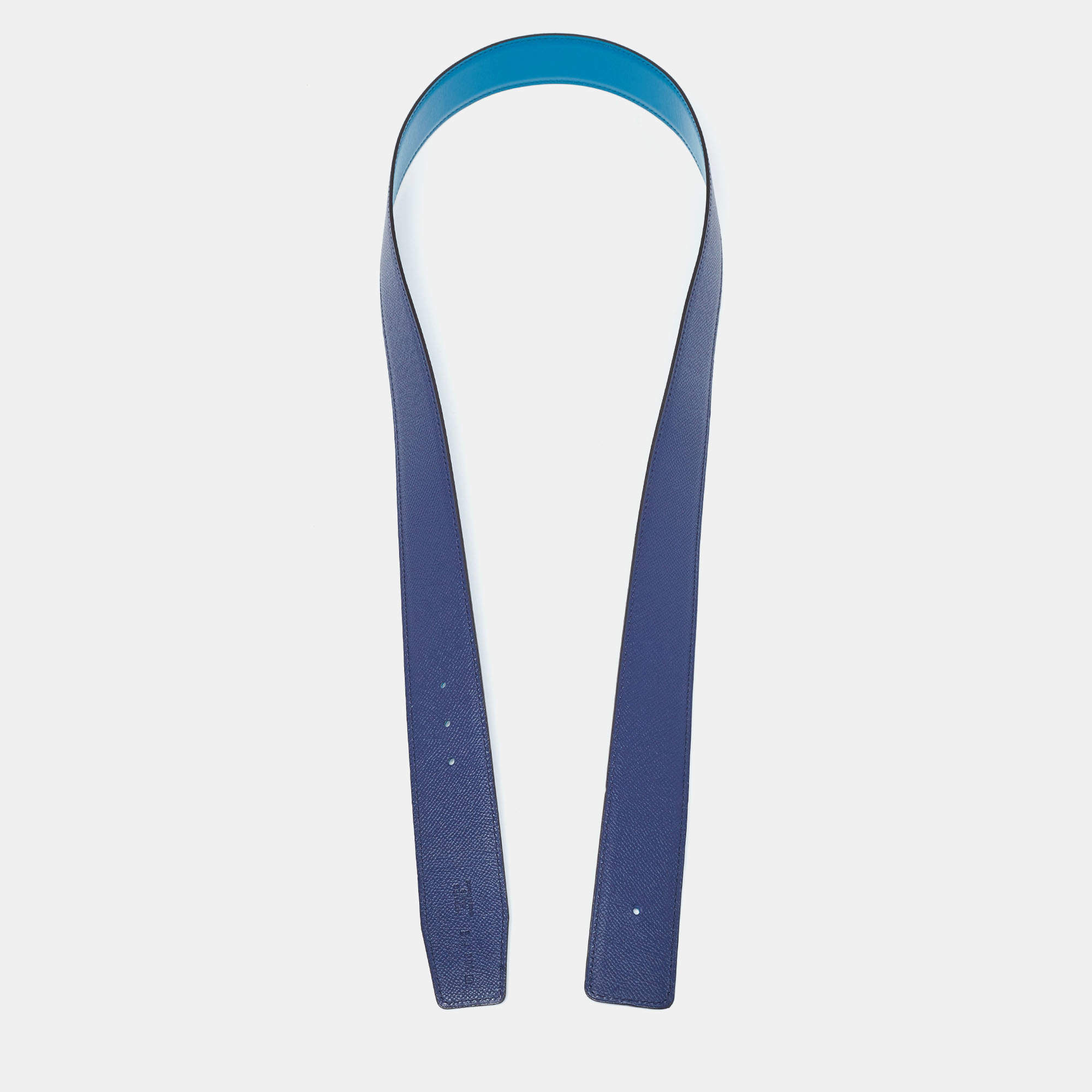 Hermes Blue Saphir/Izmir Epsom and Tadelakt Leather Reversible Belt Strap Size 100CM