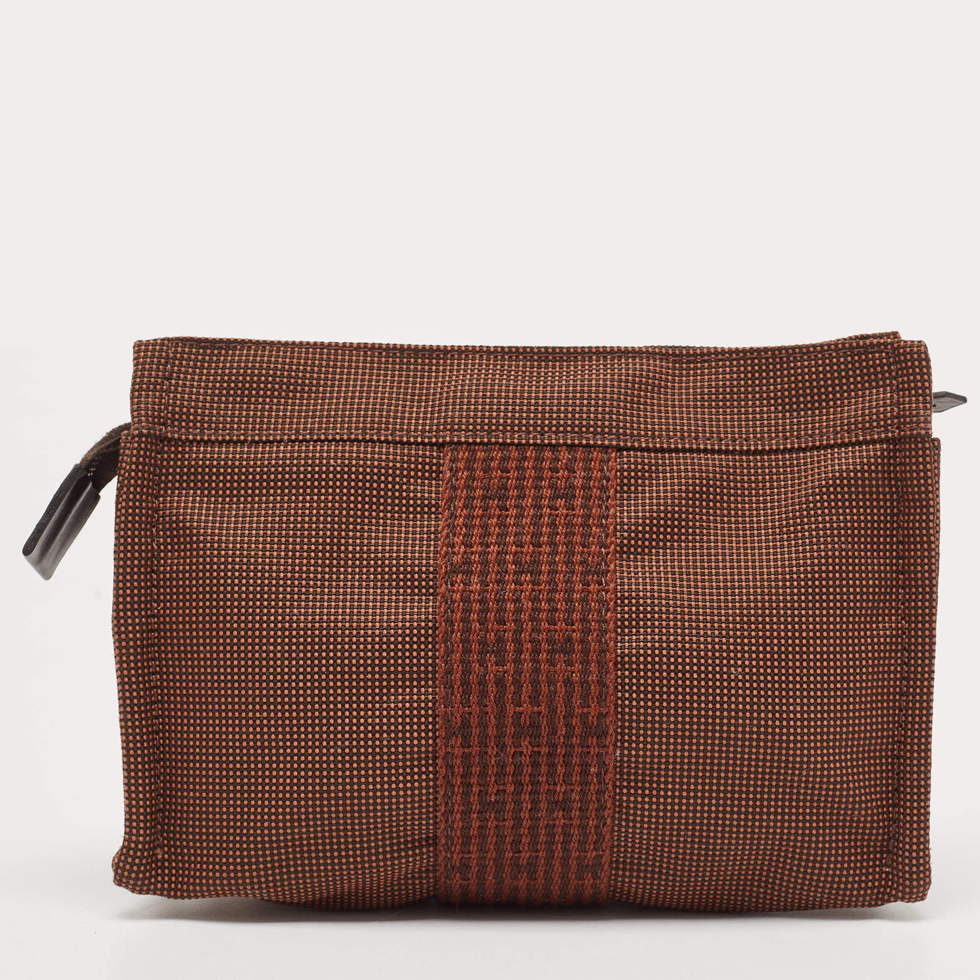Hermes Brown Canvas Herline Pouch