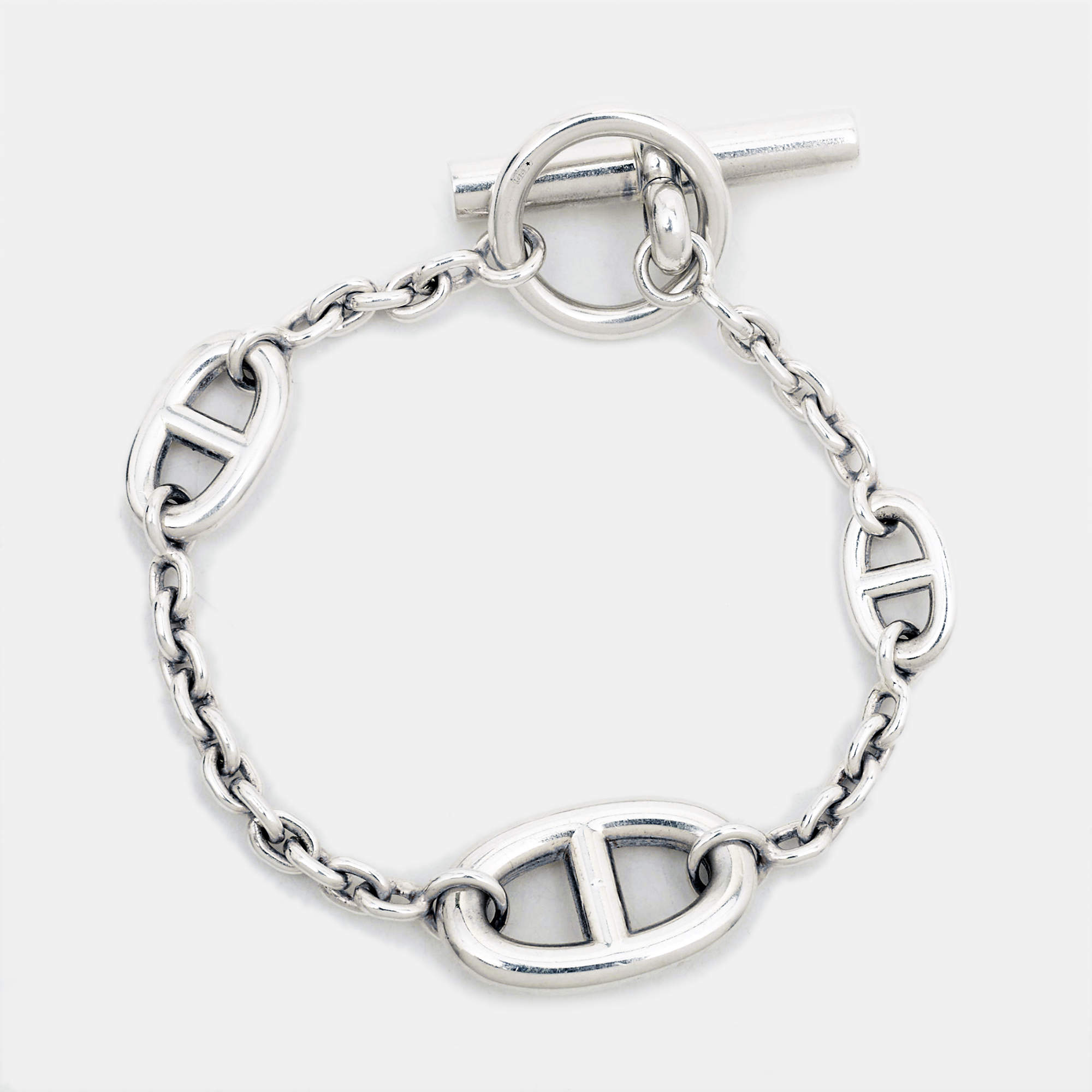 Hermès Farandole Sterling Silver Chain Link Toggle Bracelet