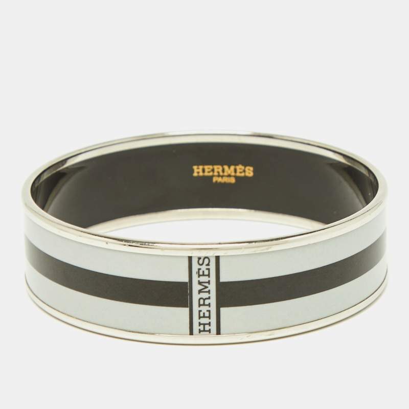 Hermes Black/White Enamel Palladium Plated Bracelet