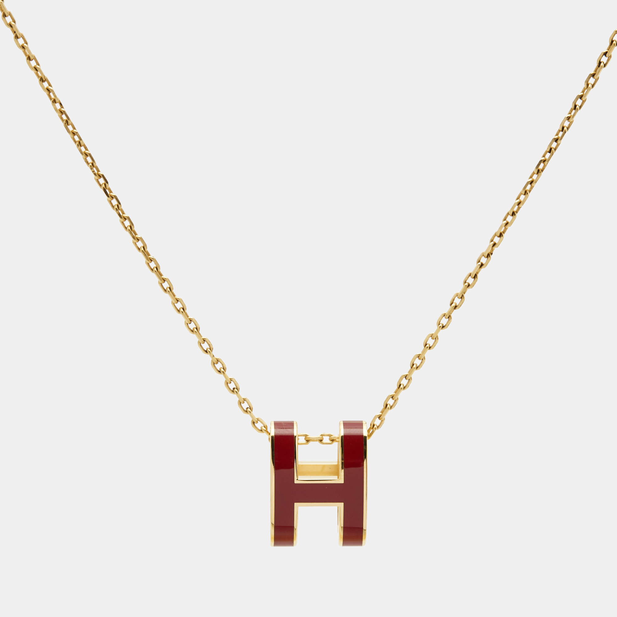 Hermes Pop H Enamel Gold Tone Necklace