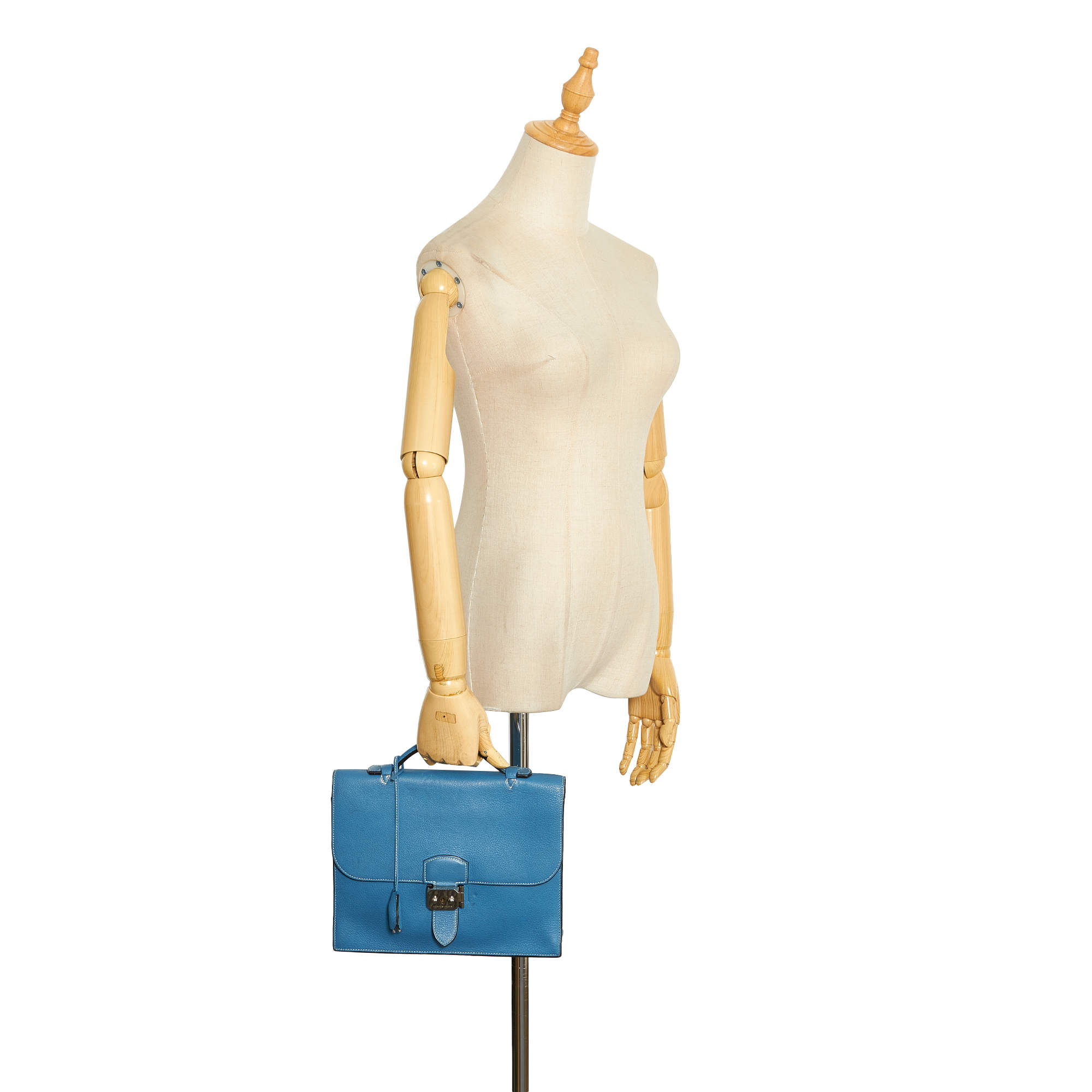 Hermes Sac A Depeches 27 Bag / Briefcase Limited Edition HSS Blue Nuit /  Etain