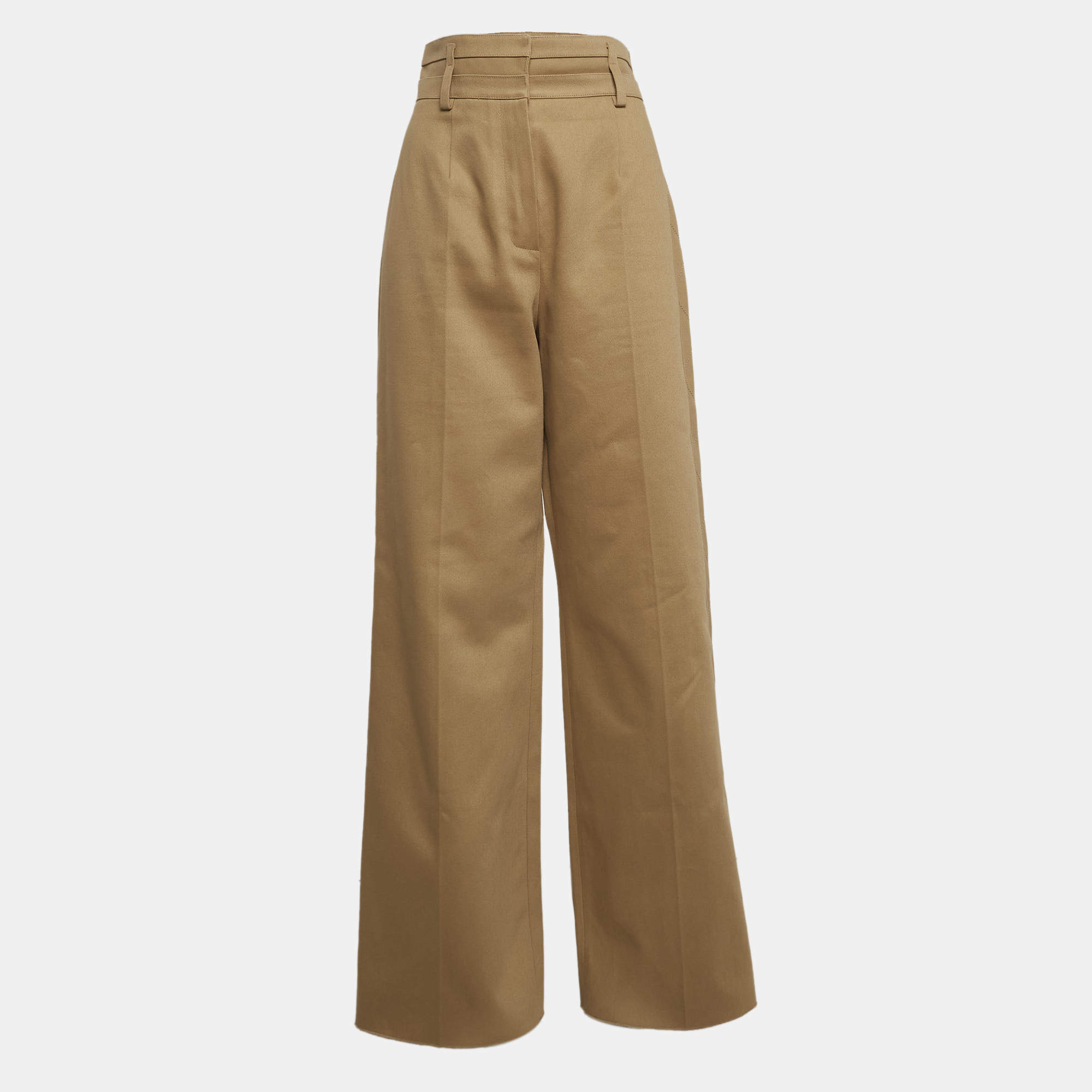 Hermes Brown Cotton Loose Pants M