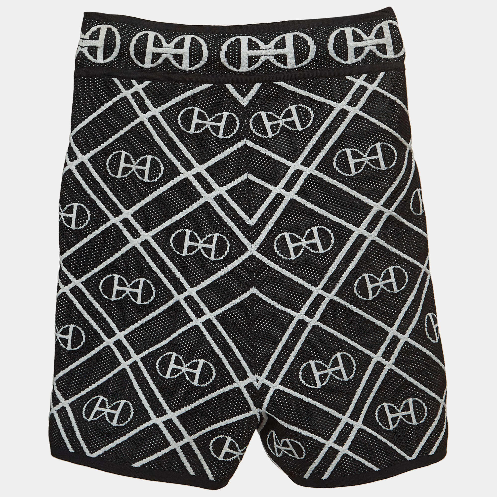 Pre Owned Hermes Black Stretch Knit H Rond Bike shorts S