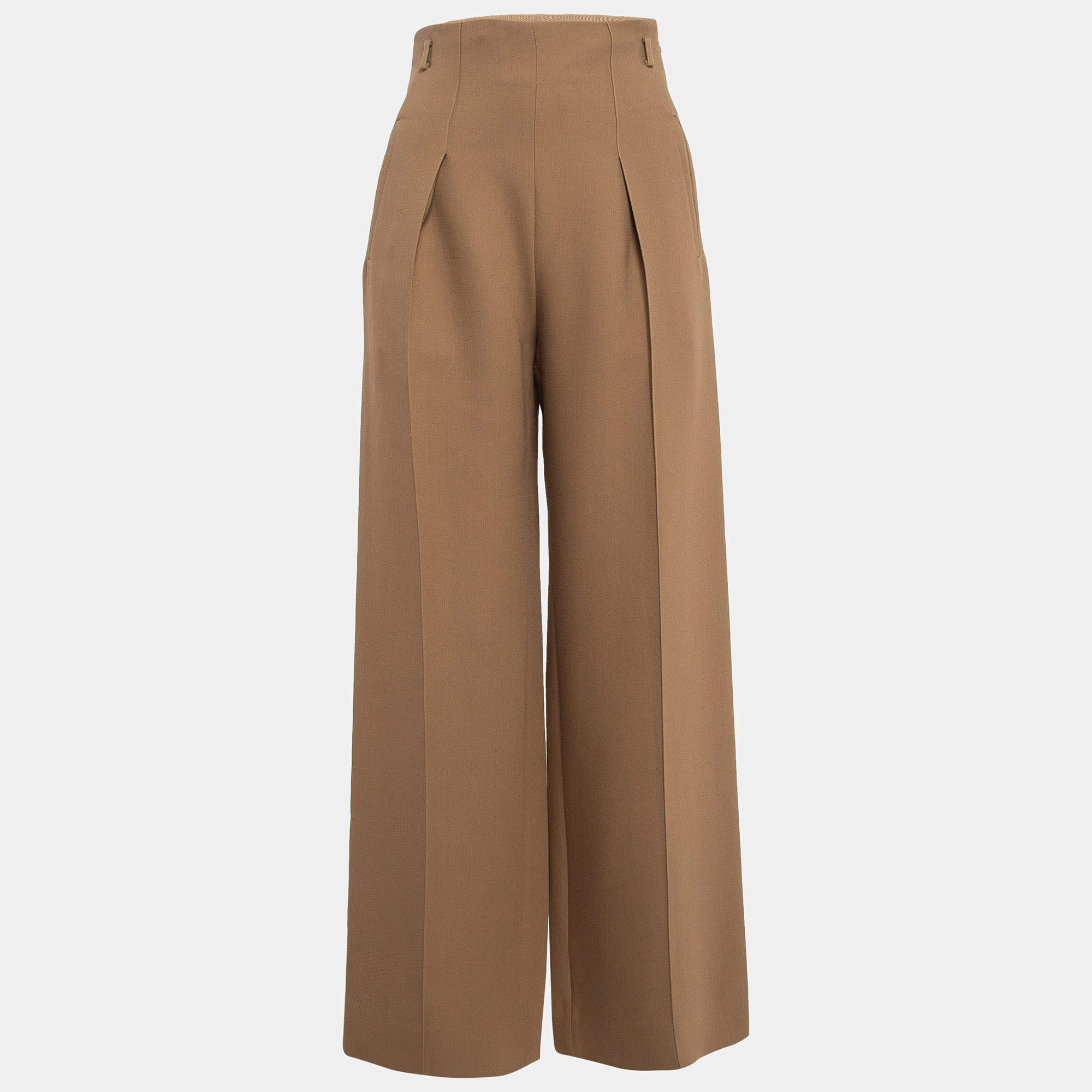Hermès Brown Silk Blend Wide-Leg Loose Fit Pants S