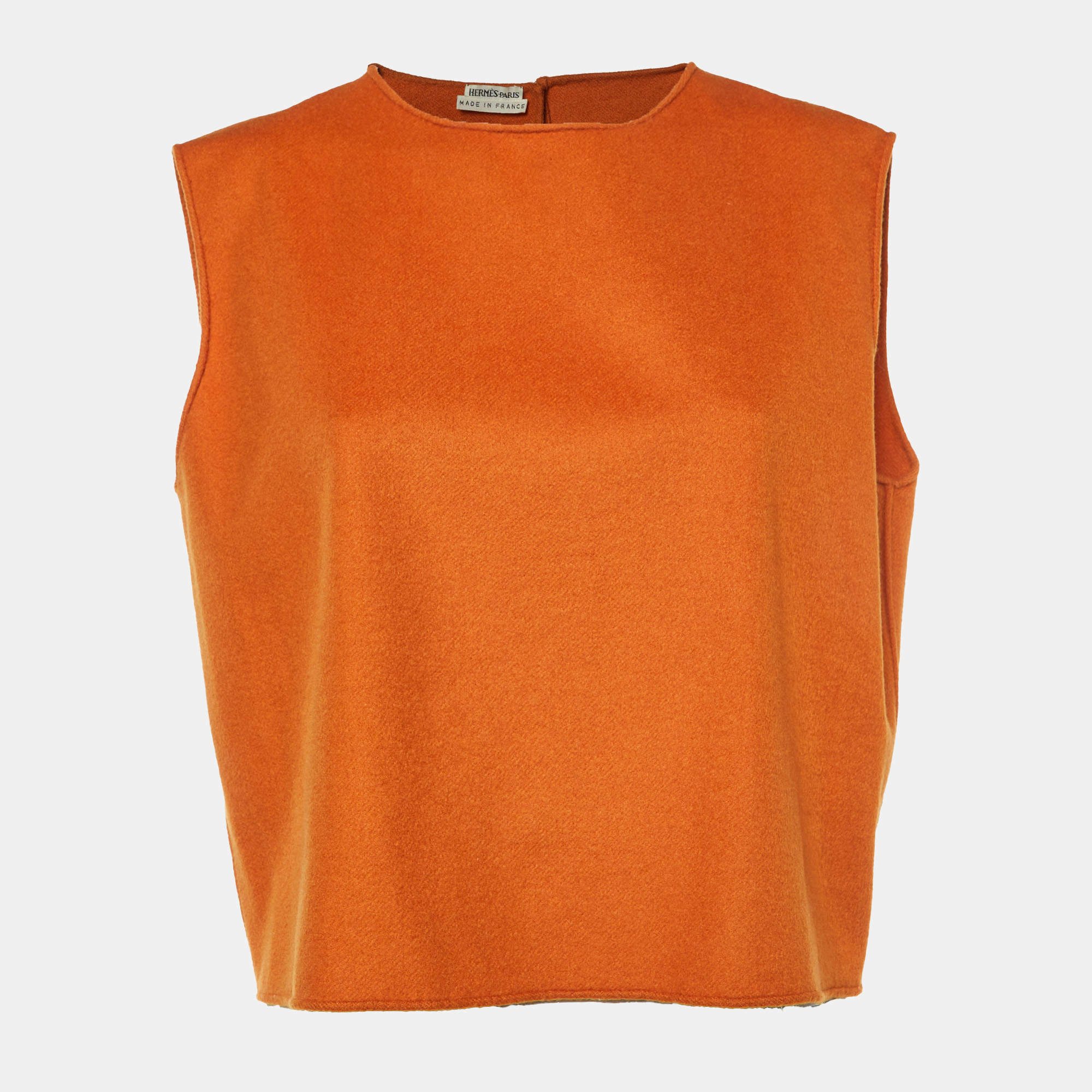 Hermes Orange Cashmere Top & Cardigan Set M