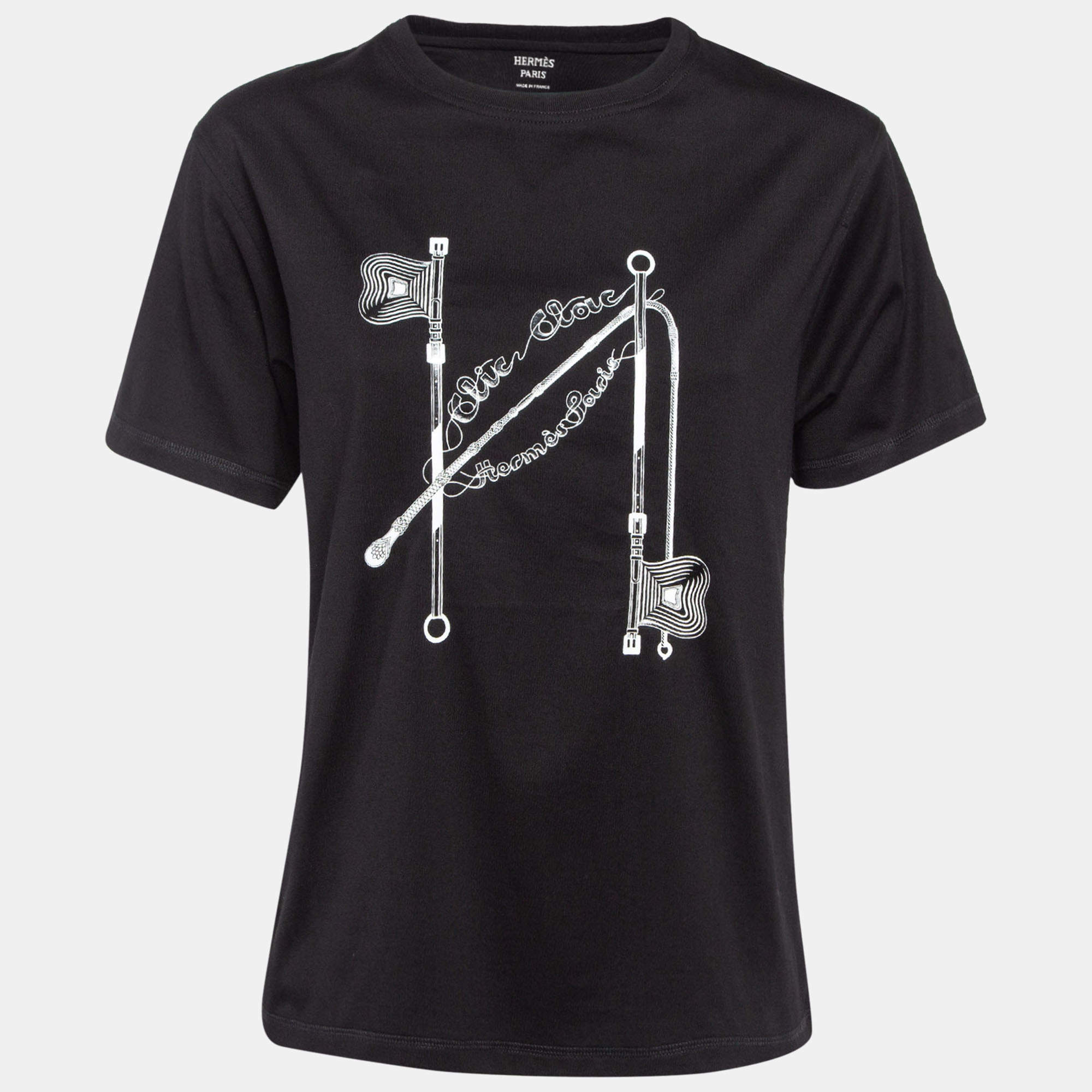 Hermes Black Clic-Clouc Print Cotton Knit T-Shirt S