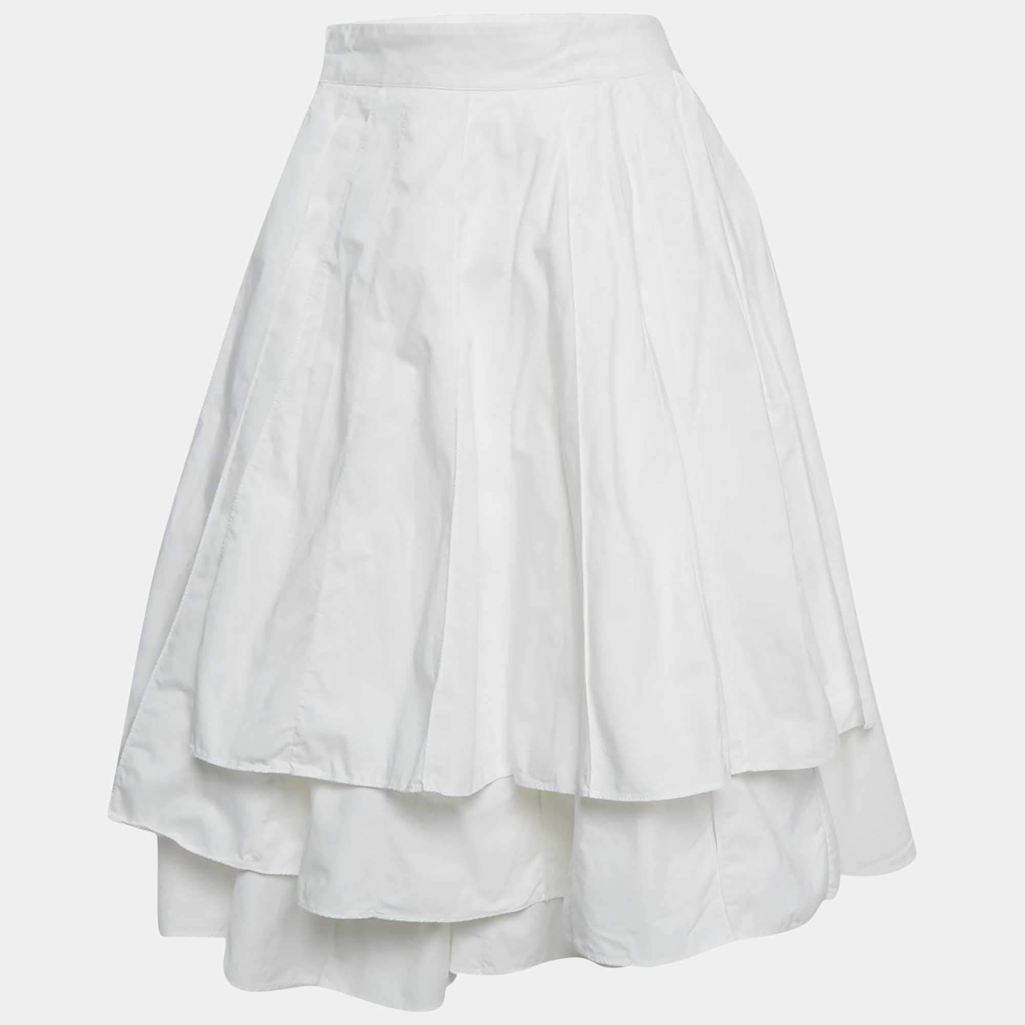 Hermes White Cotton Asymmetric Wrap Skirt S