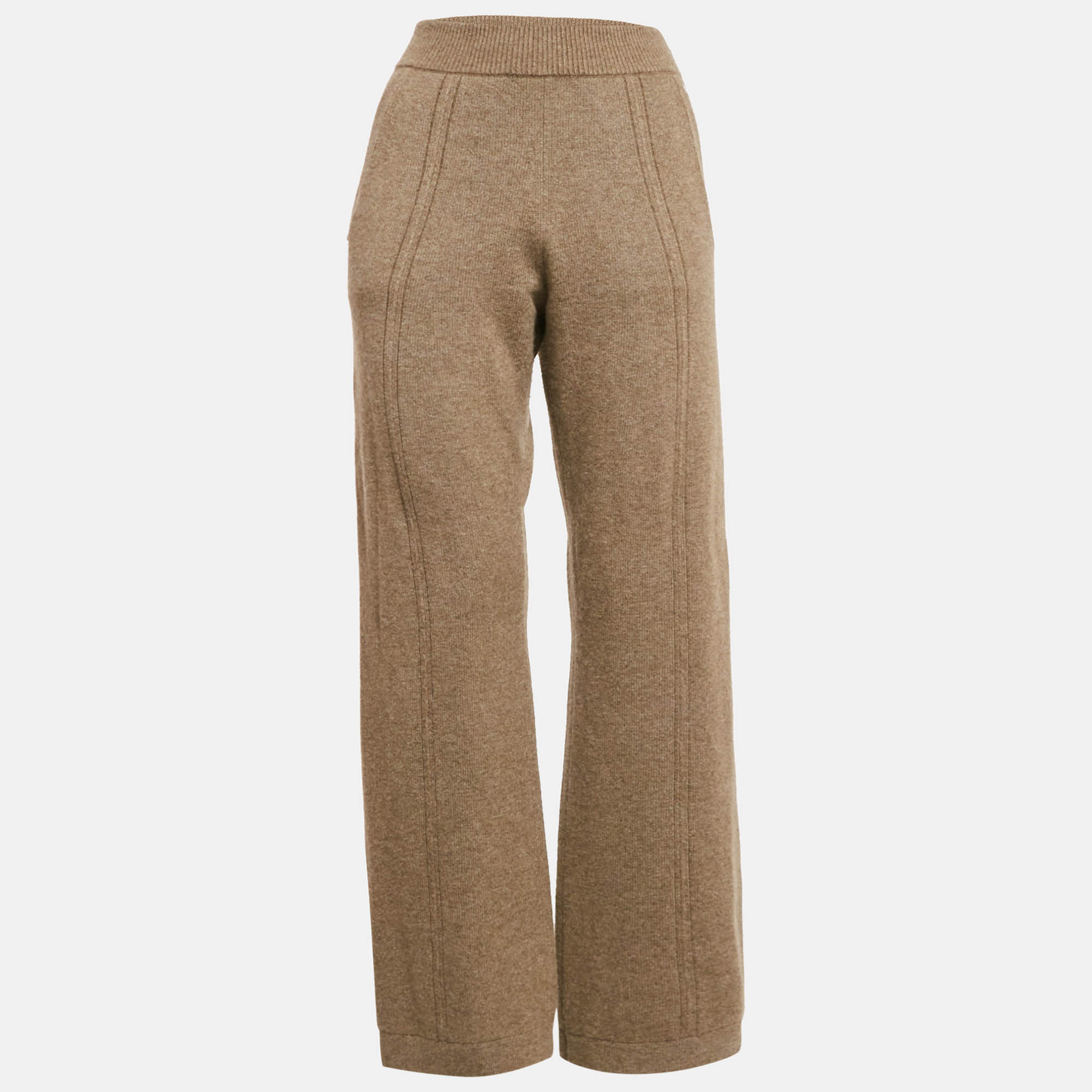 Pre Owned Hermes Olive Green Cashmere Knit Trousers S