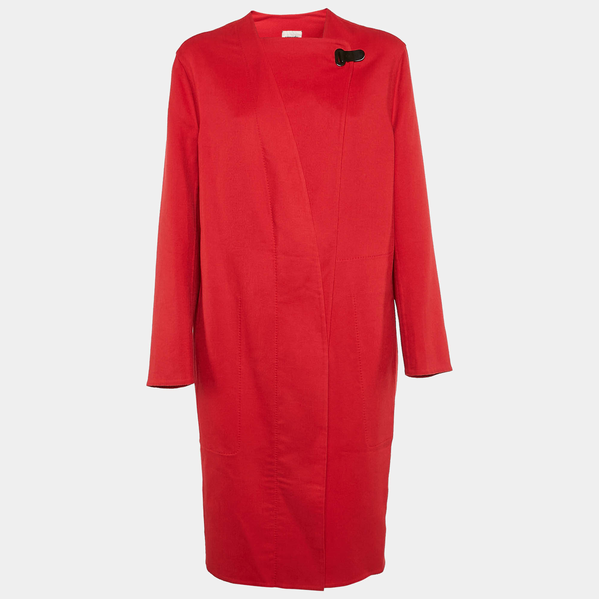 Hermès Red Cashmere Mid-Length Coat M