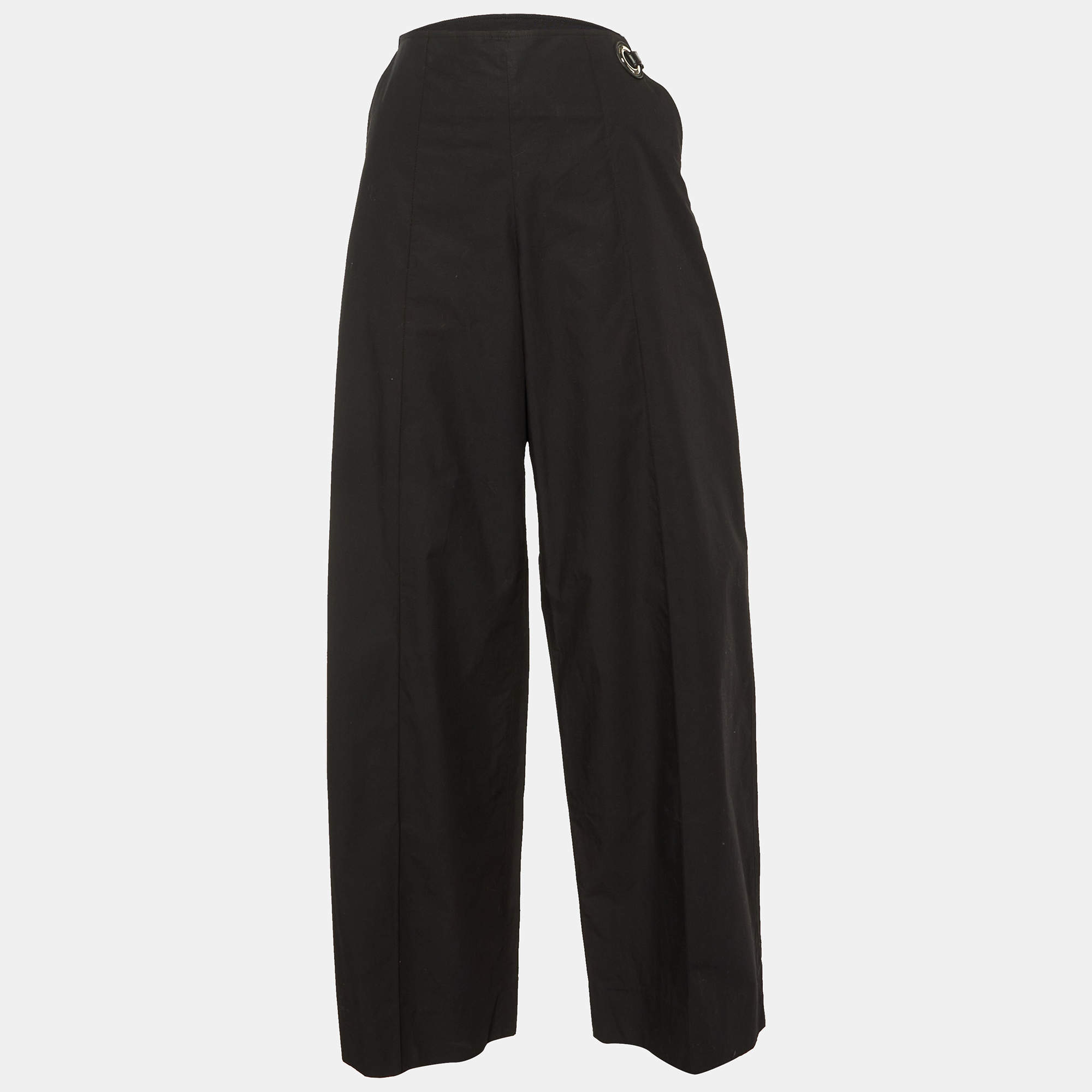 Hermes Black Cotton Wide Leg Pants M
