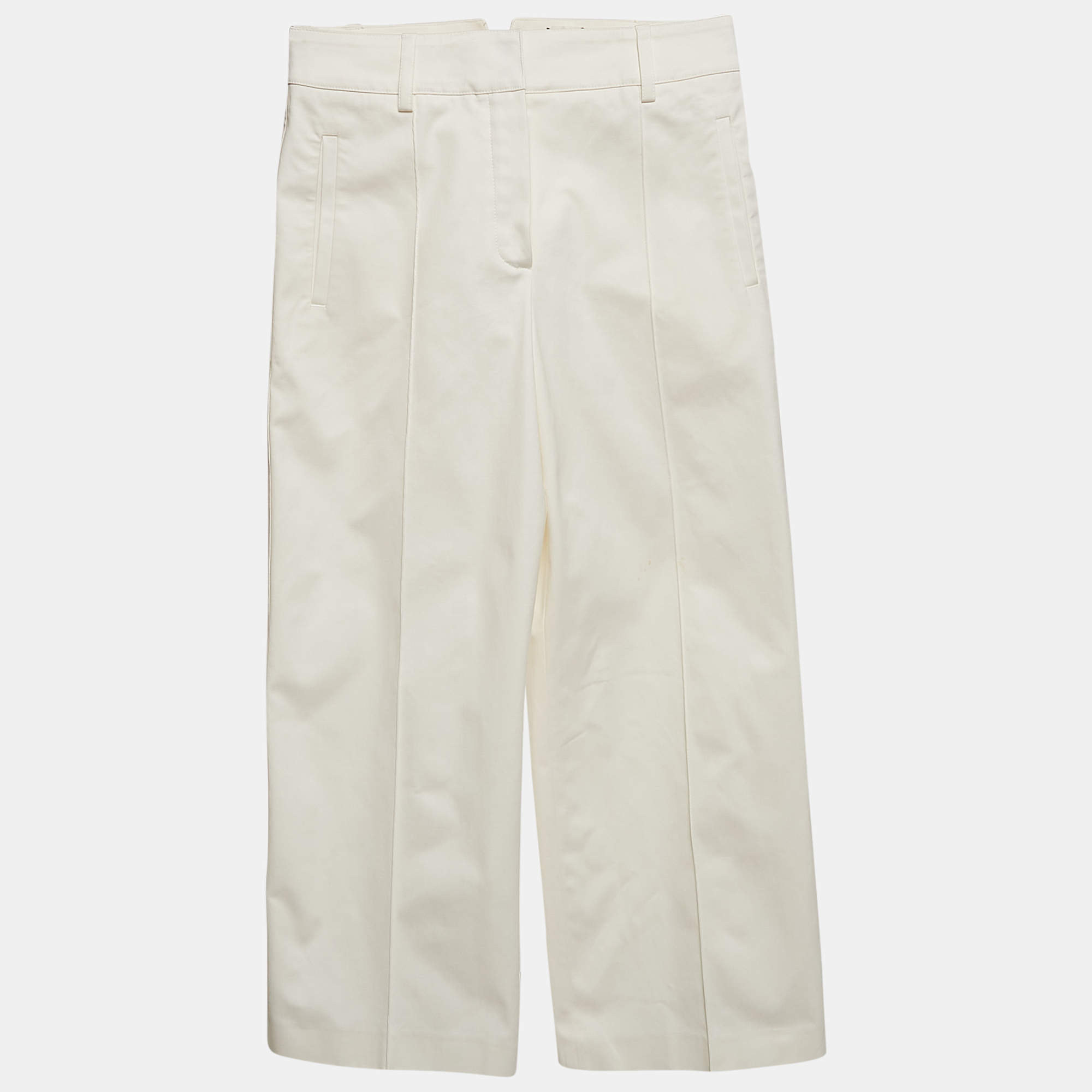 Hermes White Cotton Straight Leg Trousers S