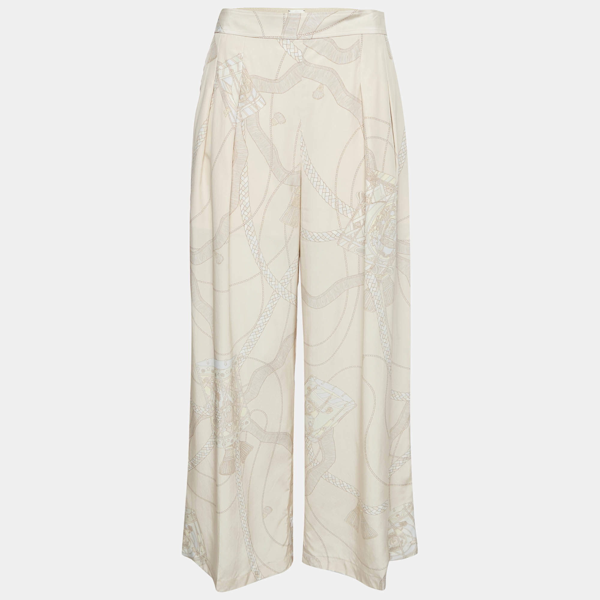 Hermes Pink Printed Silk Trousers S