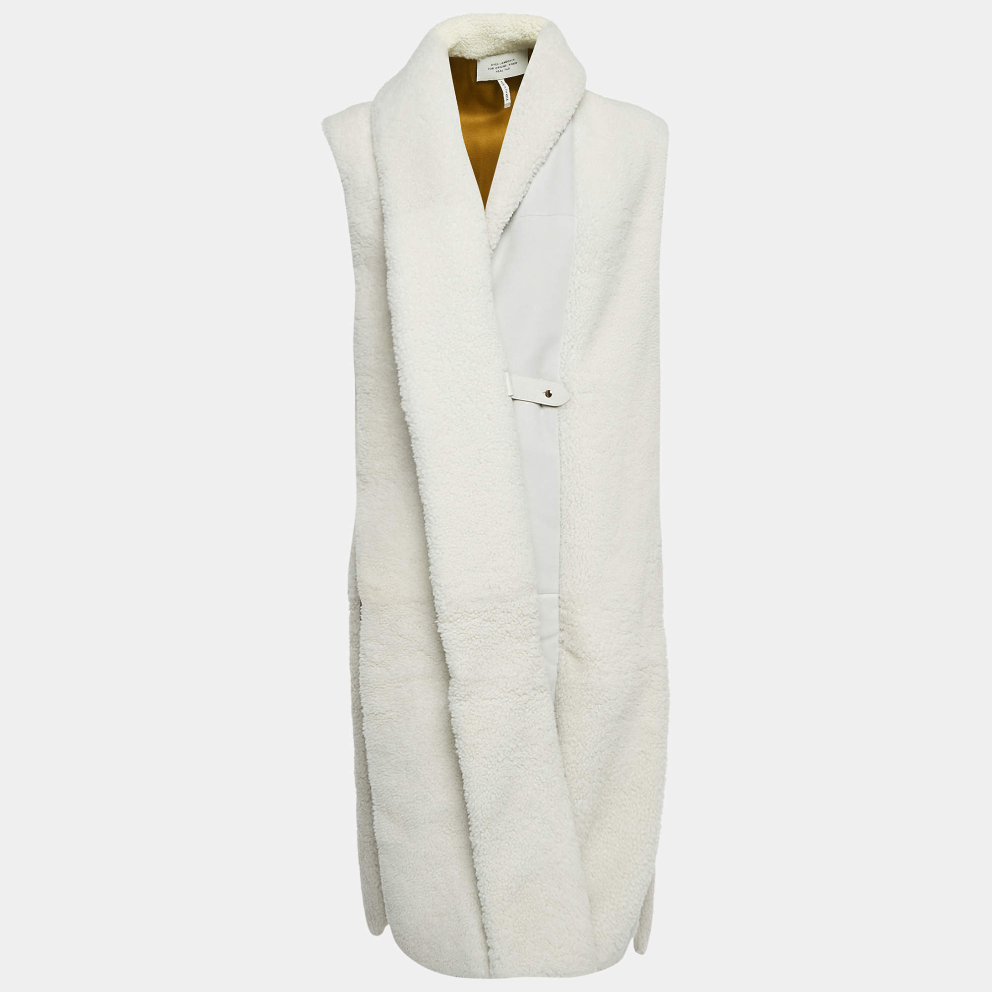 Hermès Off-White Fur Sleeveless Shearling Long Coat M