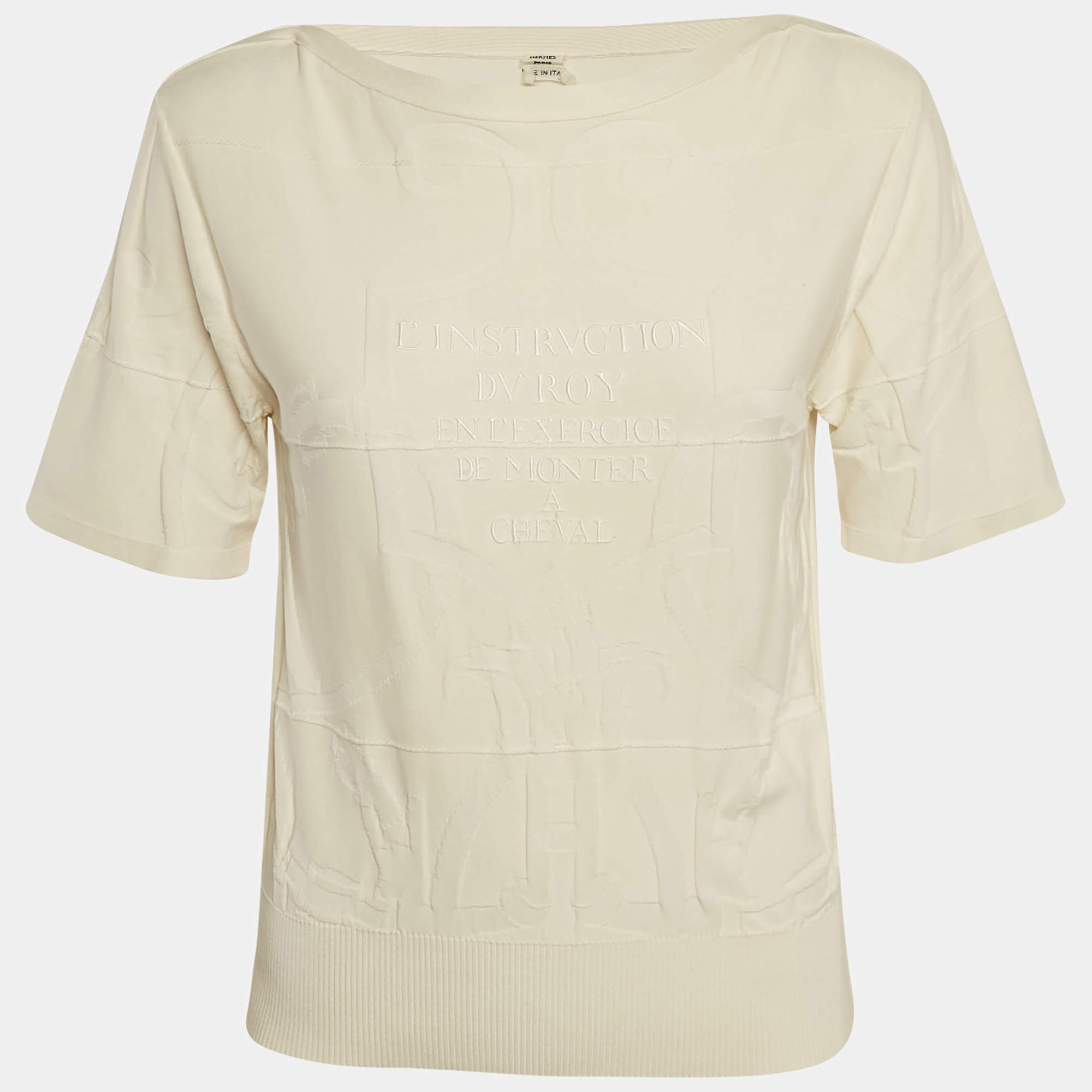 Hermes White Cotton Intarsia Silk Knit T-Shirt S