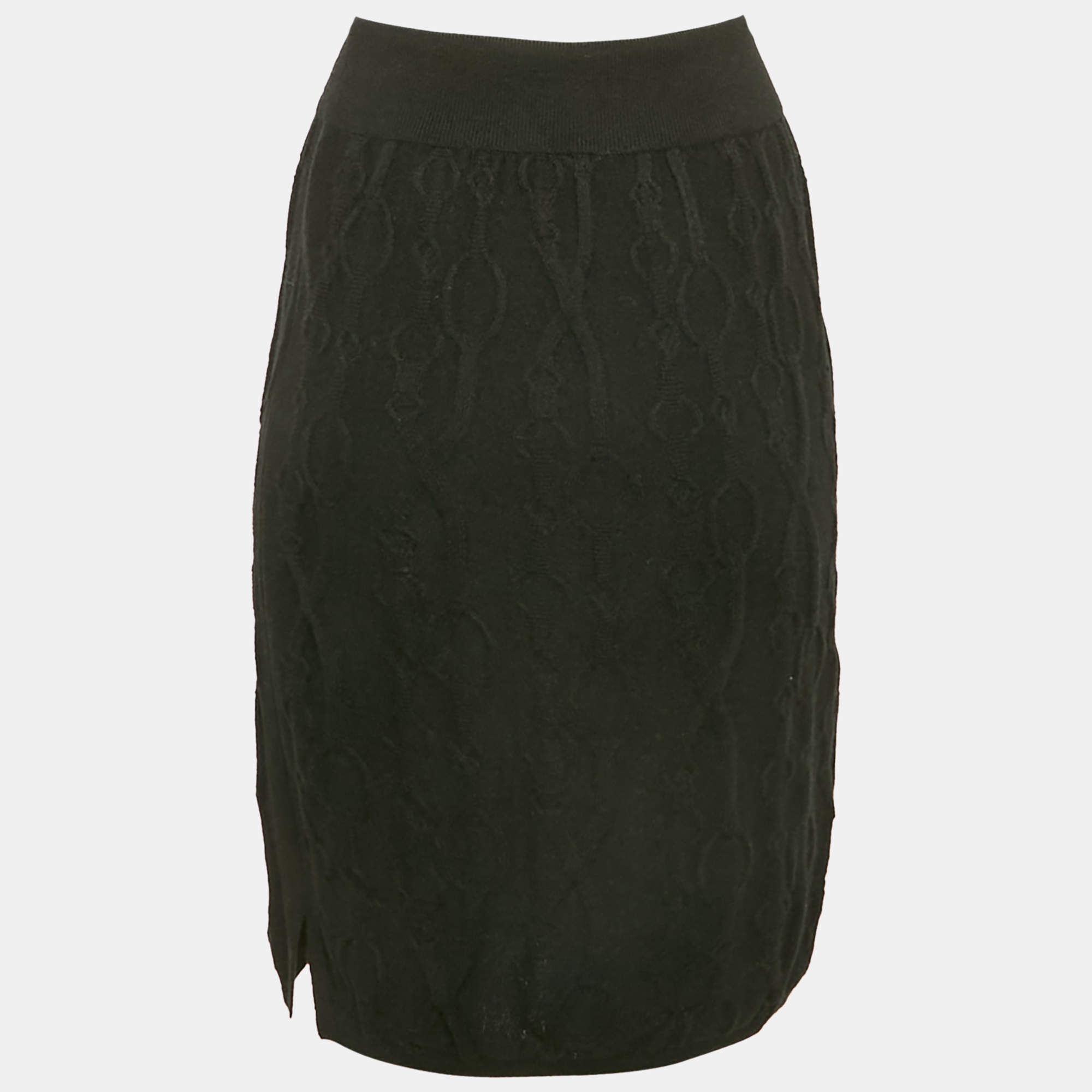 HERMES★素敵！Black Canvas Silver Chain Detail Mini Skirt NWT HERMES Black Canvas Silver Chain Detail Mini Skirt F 34