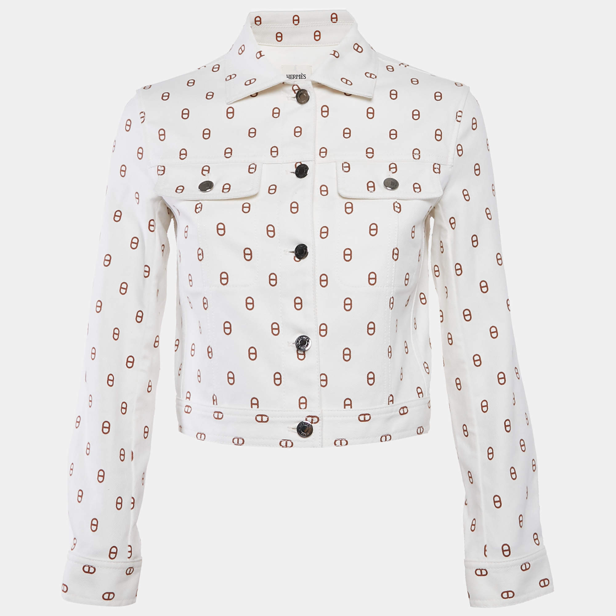 Pre Owned Hermès Off-White Printed Cotton Jacket S