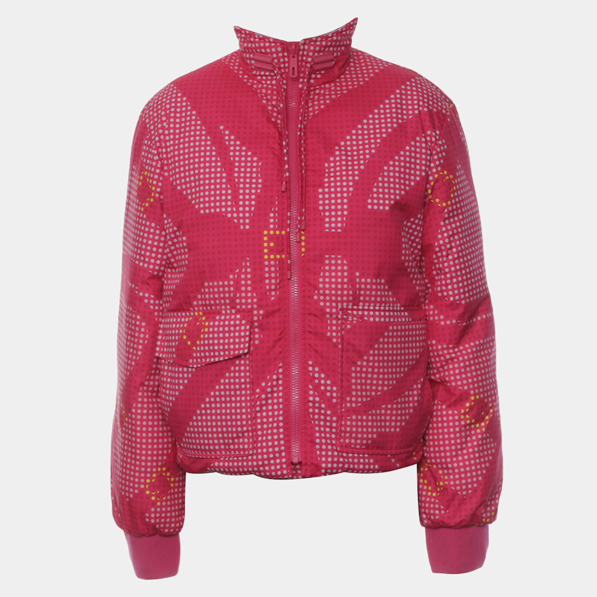 Pre Owned Hermes "Promenade du Matin Pois" Short Reversible Puffer Coat FR 38