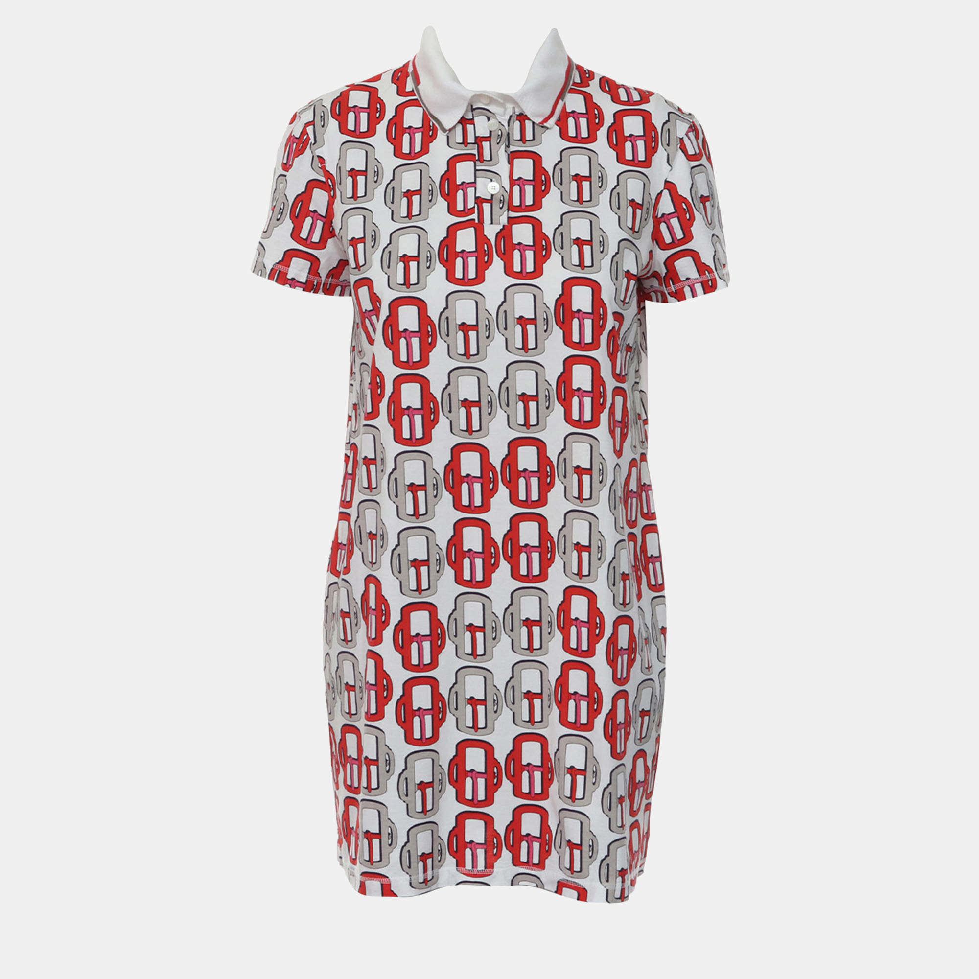 Pre Owned Hermes Printed Polo Dress