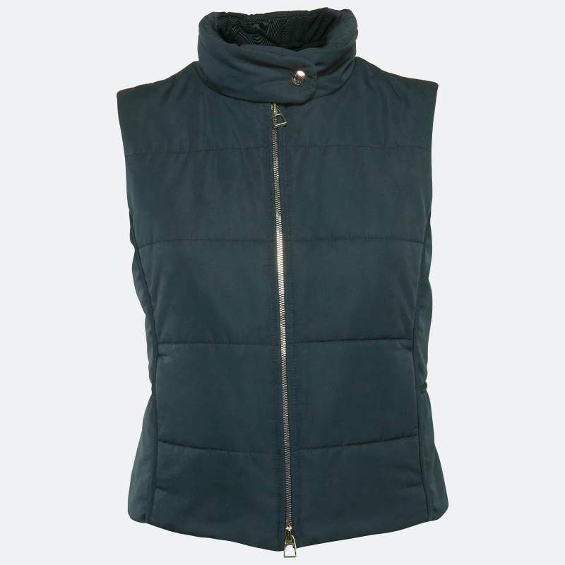 مملوكة مسبقًا Hermès Teal Blue Synthetic Sleeveless Quilted Vest S