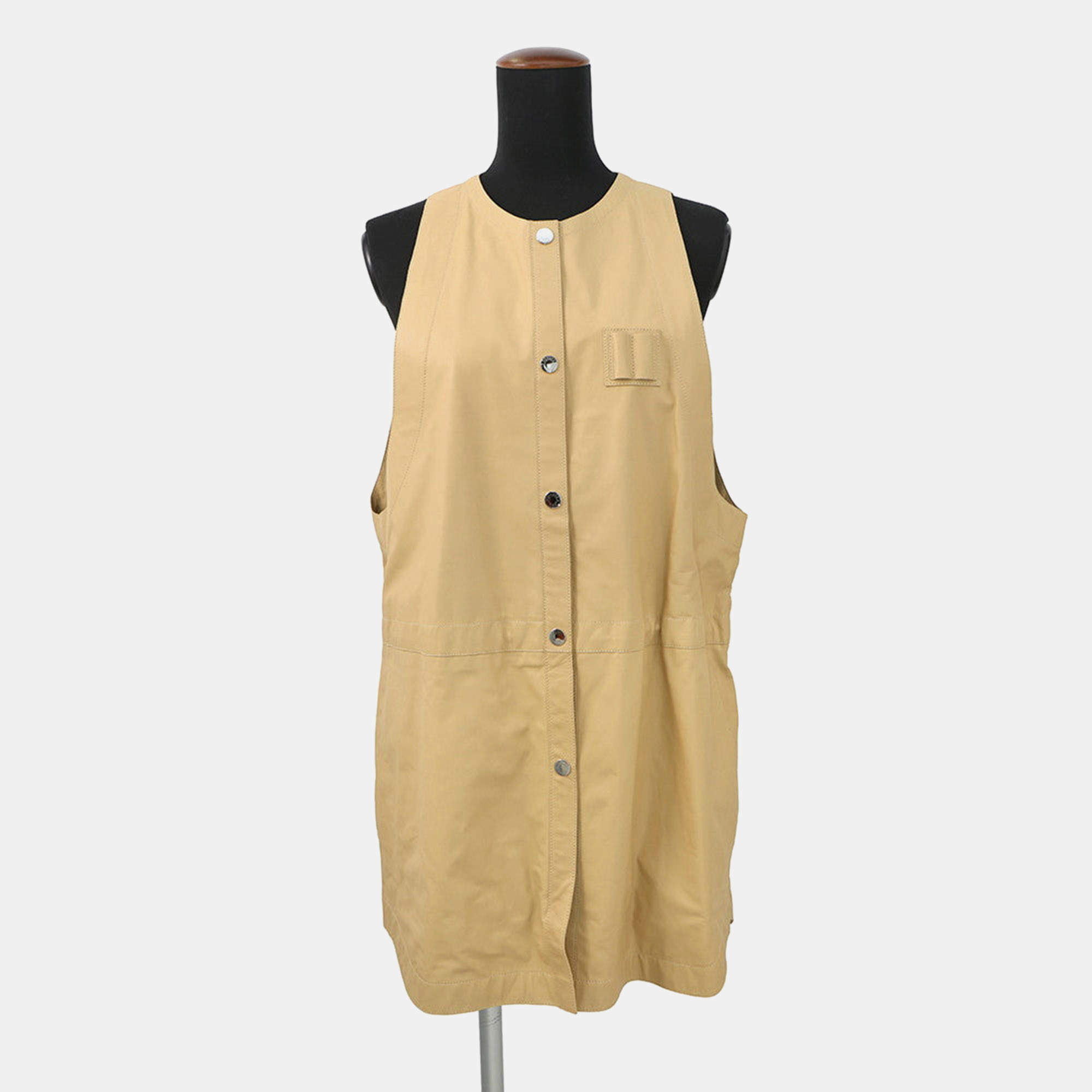 Pre Owned جيليه جلد هيرمس مقاس ٣٦ جلد عجل بلون بيج