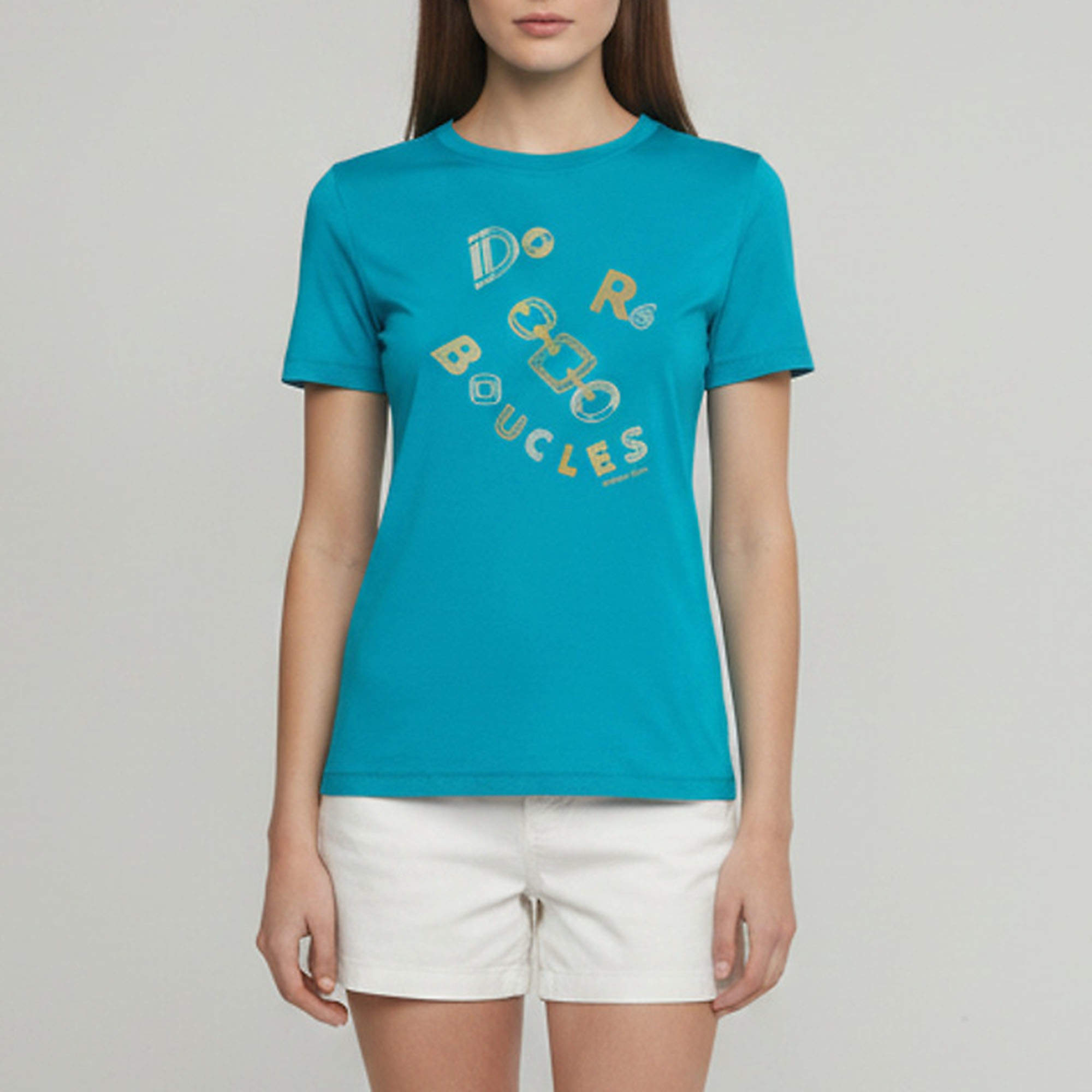 Pre Owned Hermès Teal Do Re Boucles Graphic Jersey T-Shirt S
