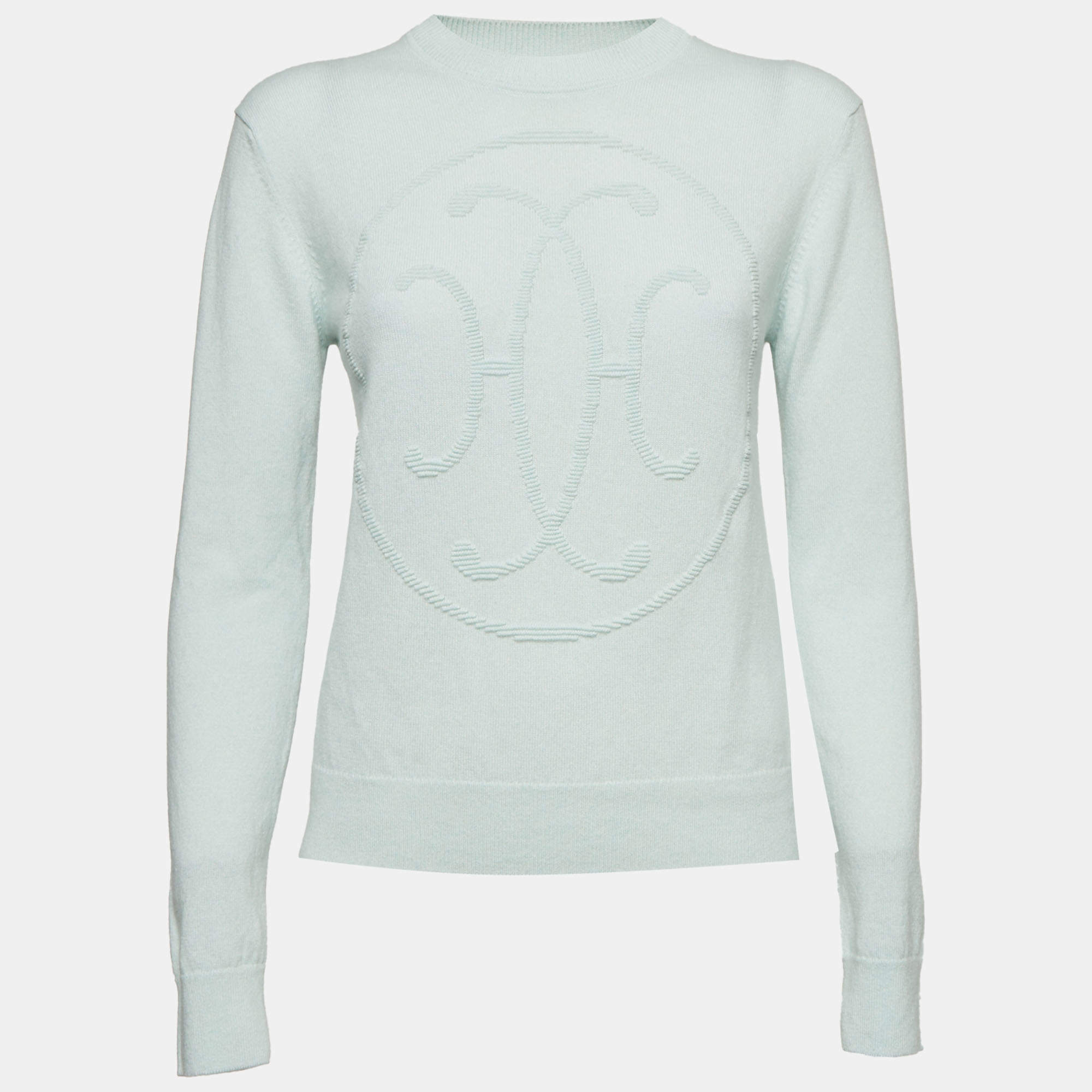Pre Owned Hermès Sky Blue H Lift Cashmere Knit Long-Sleeve Sweater M